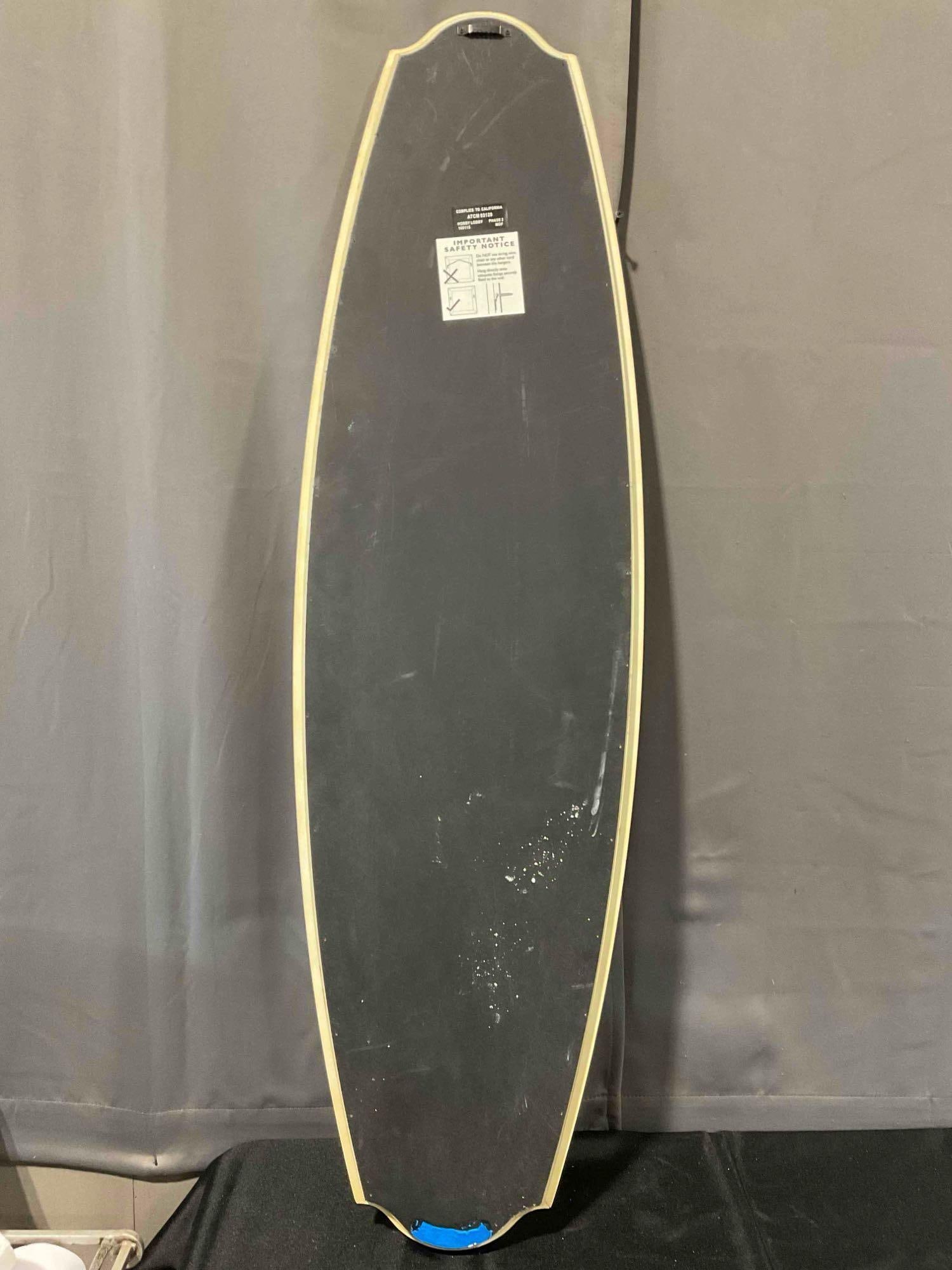 Modern Tall Elongated Oval Wall Mirror in Sage Green Painted Frame w/ Crackle Finish. See pics. - 6