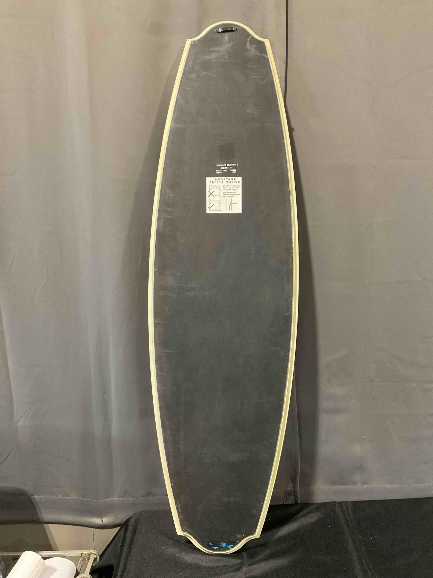 Modern Tall Elongated Oval Wall Mirror in Sage Green Painted Frame w/ Crackle Finish. See pics. - 5