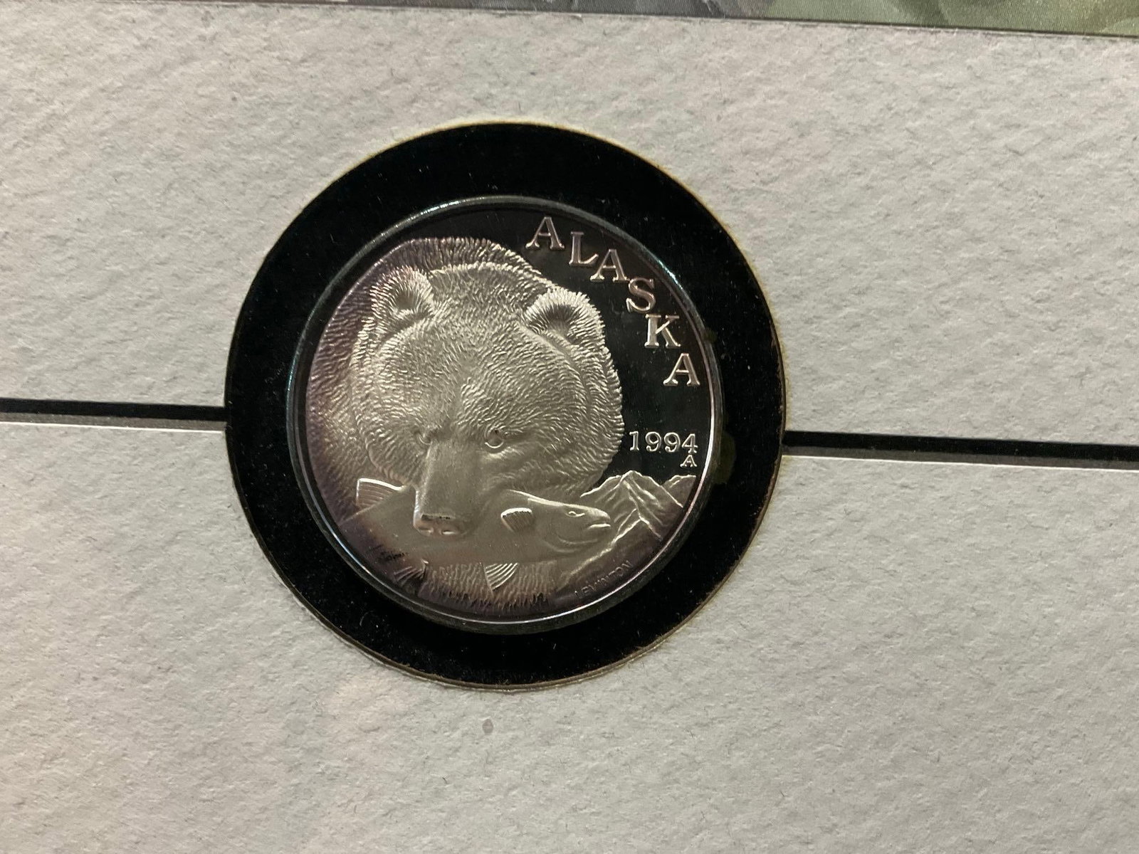 Framed Signed Lithograph by Bruce W. Nelson, w/Alaskan Bear 1994 1 oz .999 Fine Silver Coin - 3