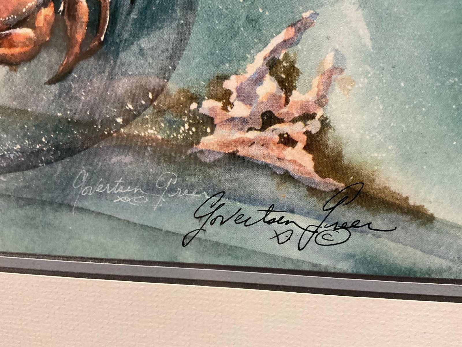Framed Signed Watercolor , titled Homers Where The Heart Is, signed by artist Govertsen Greer - 5