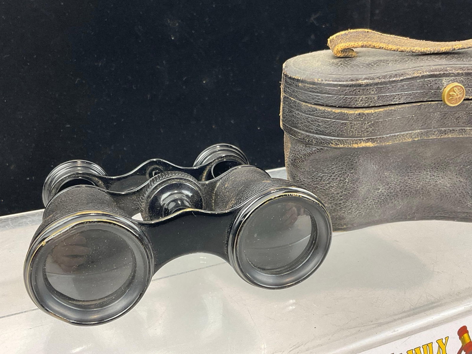 Pair of Antique Opera Glasses, marked Empire Fab. Paris, & W. Suter Seattle, w/Leather Case - 2