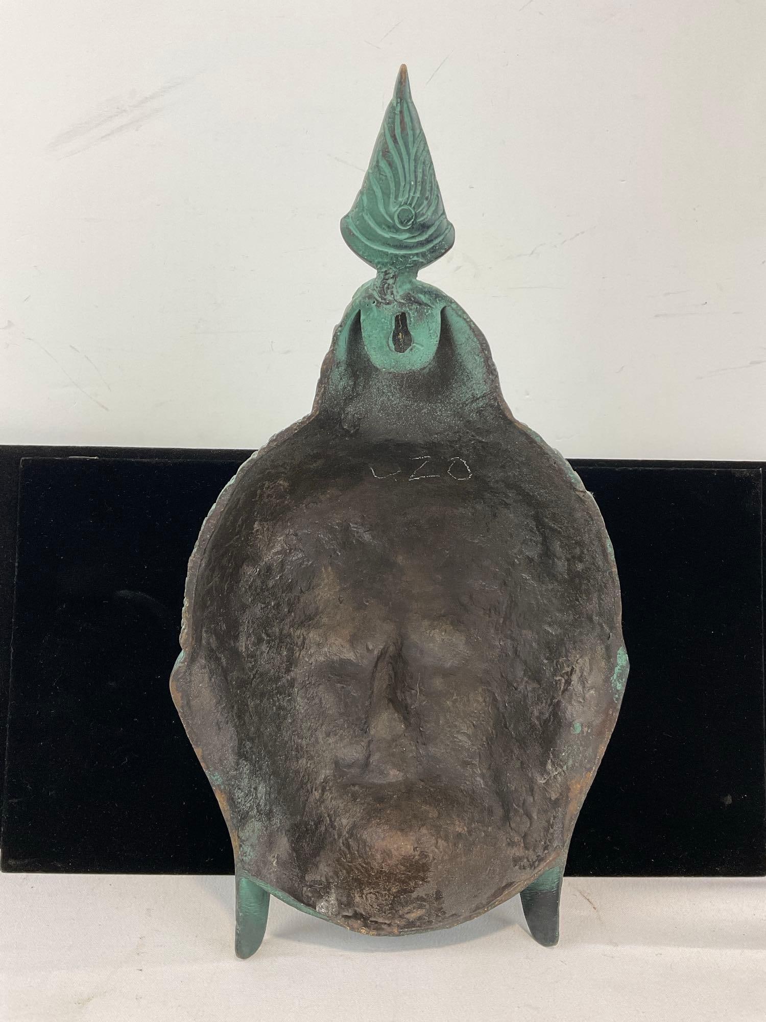 Wall Hanging Verdigris Patinated Cast Brass Buddha Mask, 14x8 inches - 4