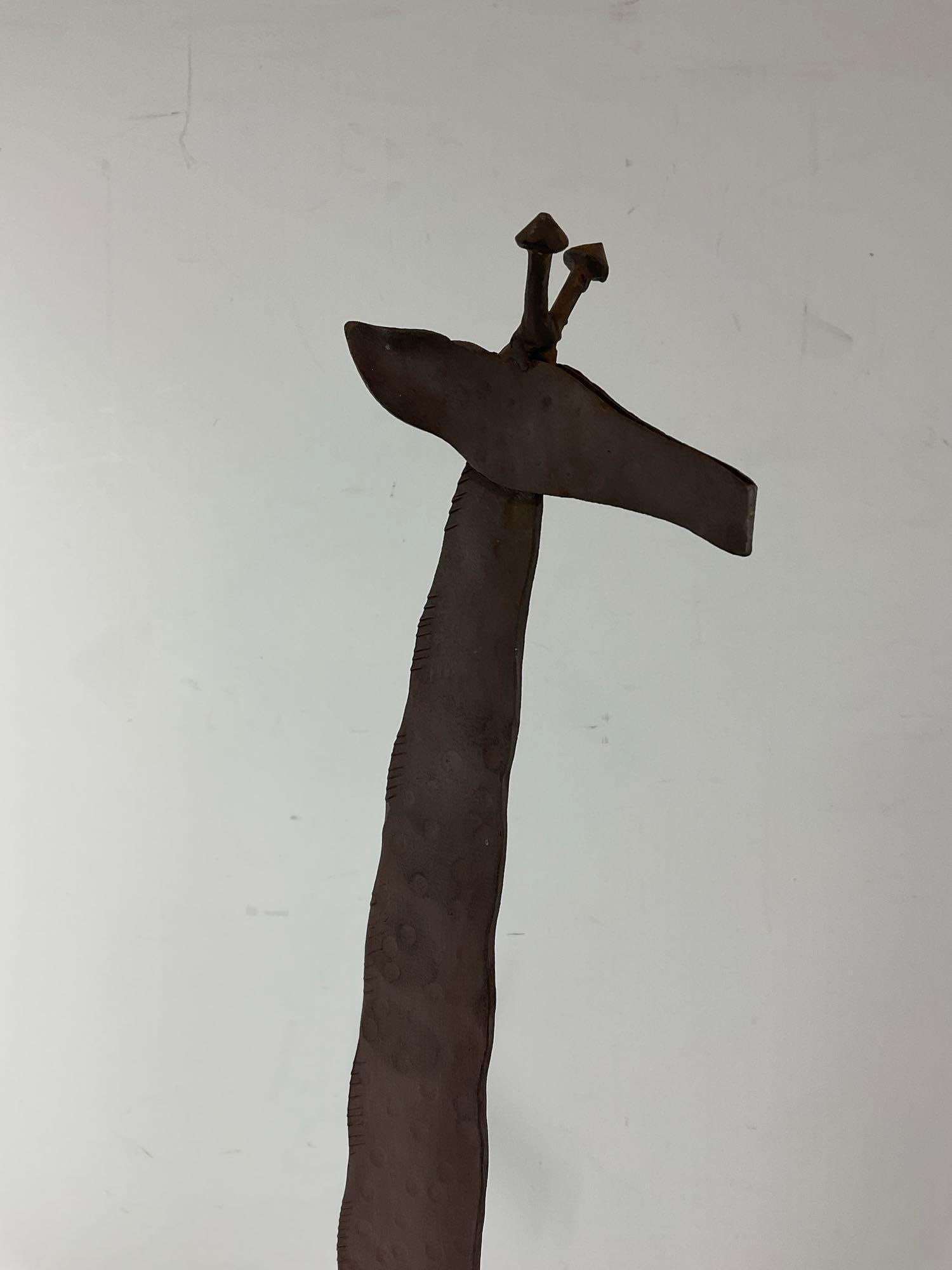 Tall & Thin Wrought Iron Charming Giraffe Figure, 31h x 8w x 4d inches - 2