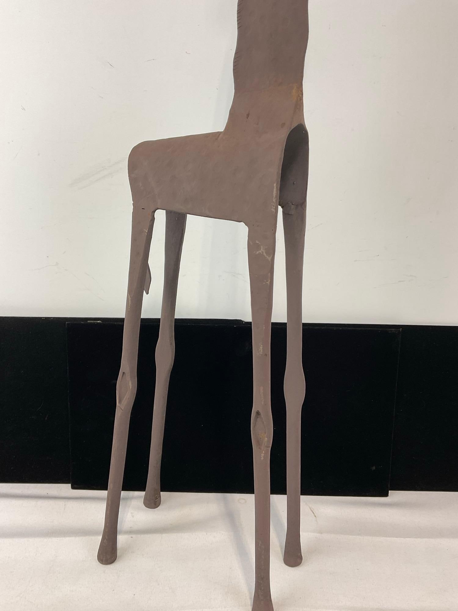 Tall & Thin Wrought Iron Charming Giraffe Figure, 31h x 8w x 4d inches - 3