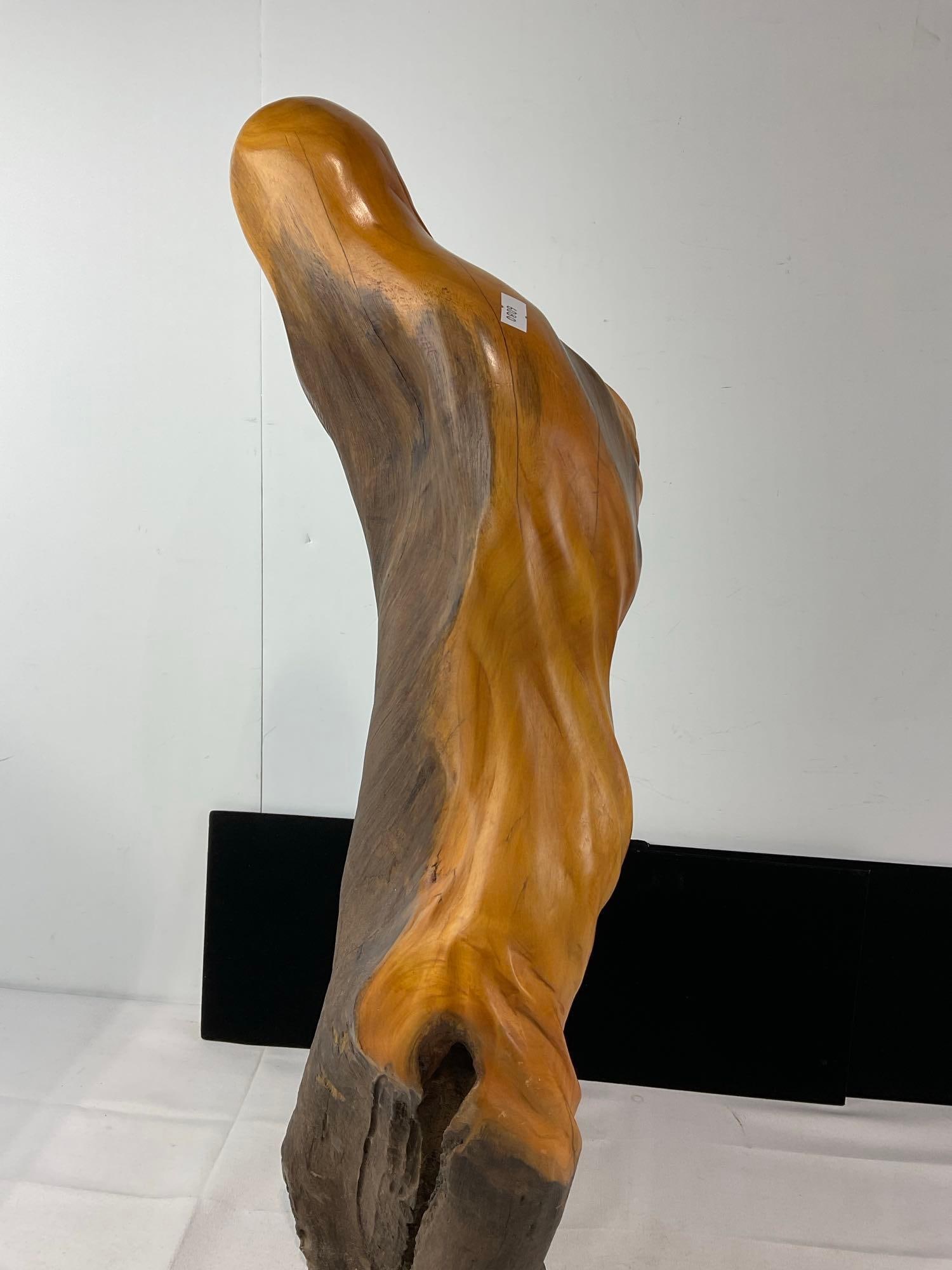 Handcarved Mother Mary & Jesus Statue, Polished Wood w/natural finish on the rest, driftwood slab - 5