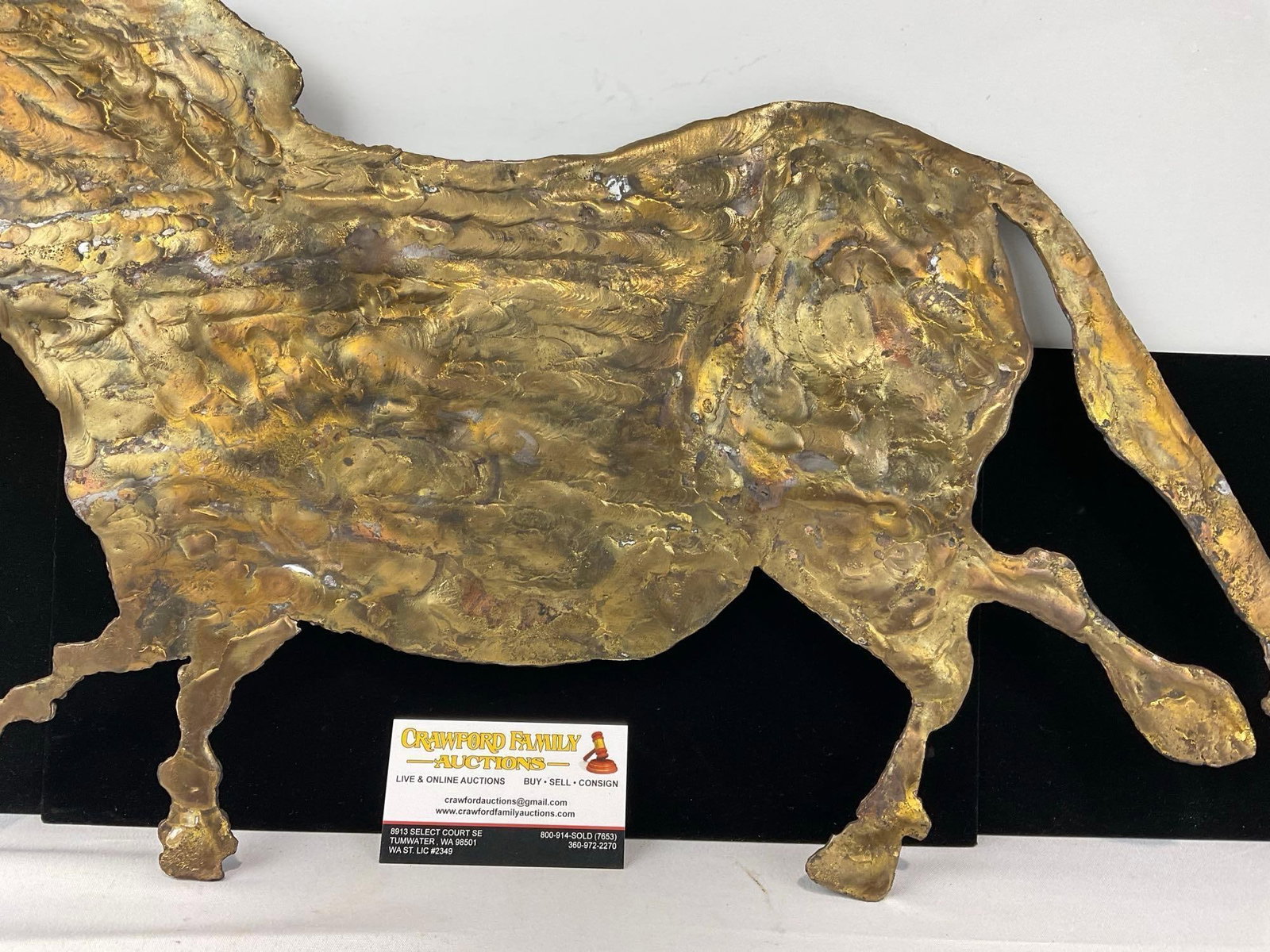 Hammered Bronze Horse , Brutalist abstract Wall Art, Short Legs, 15x26 inches - 3