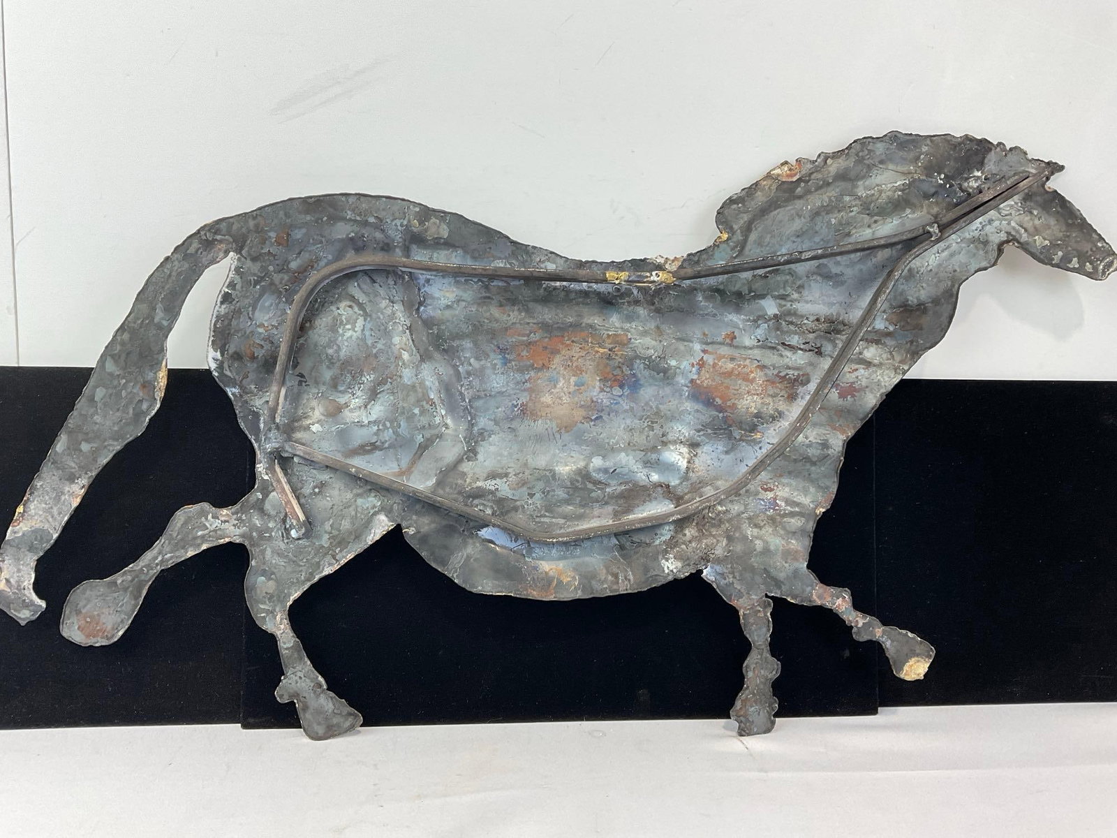 Hammered Bronze Horse , Brutalist abstract Wall Art, Short Legs, 15x26 inches - 4