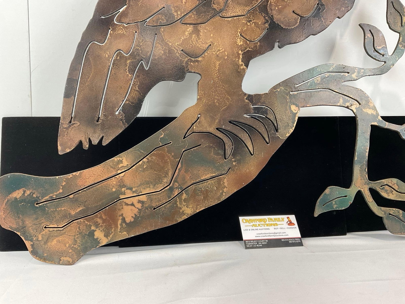 Laser Cut Metal Owl Wall Art piece, patina finish, 29h x 26w x 3d inches - 4