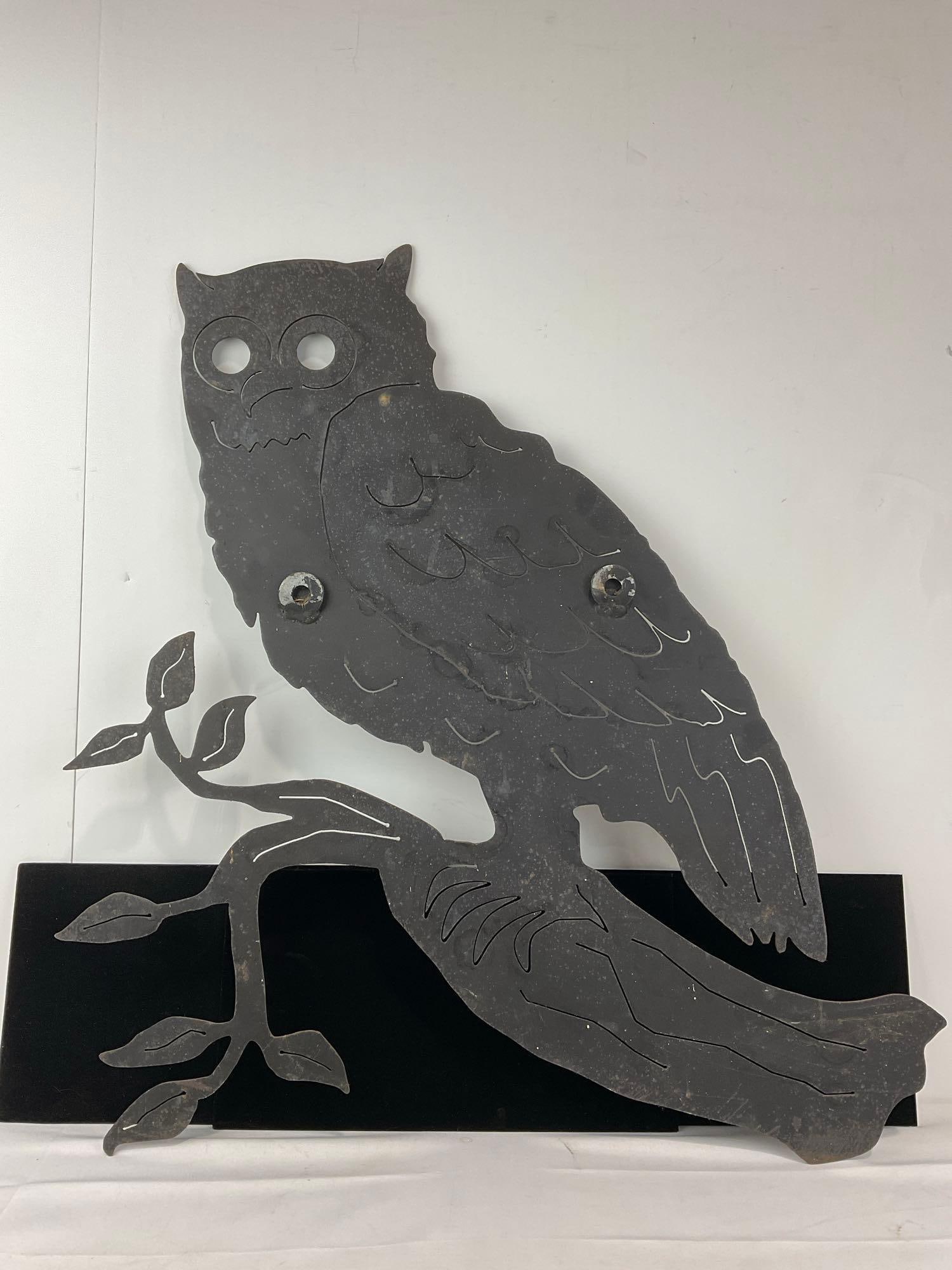 Laser Cut Metal Owl Wall Art piece, patina finish, 29h x 26w x 3d inches - 5