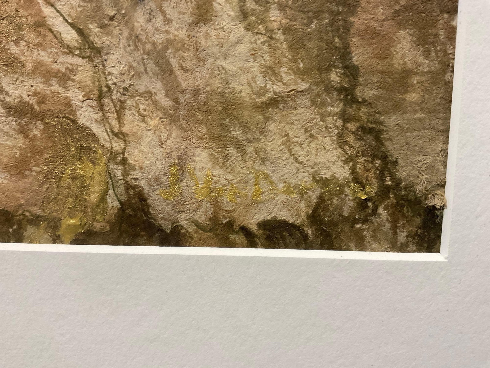 Framed Signed Original Mixed Media piece, #428 Fall Glow, by V. Van Doren, 36x19 inches - 4