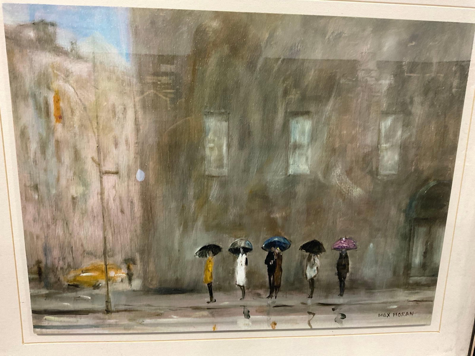 Framed Art Print, titled Waiting for a Cab - Park Avenue, 19x23 inches by Max Moran - 2