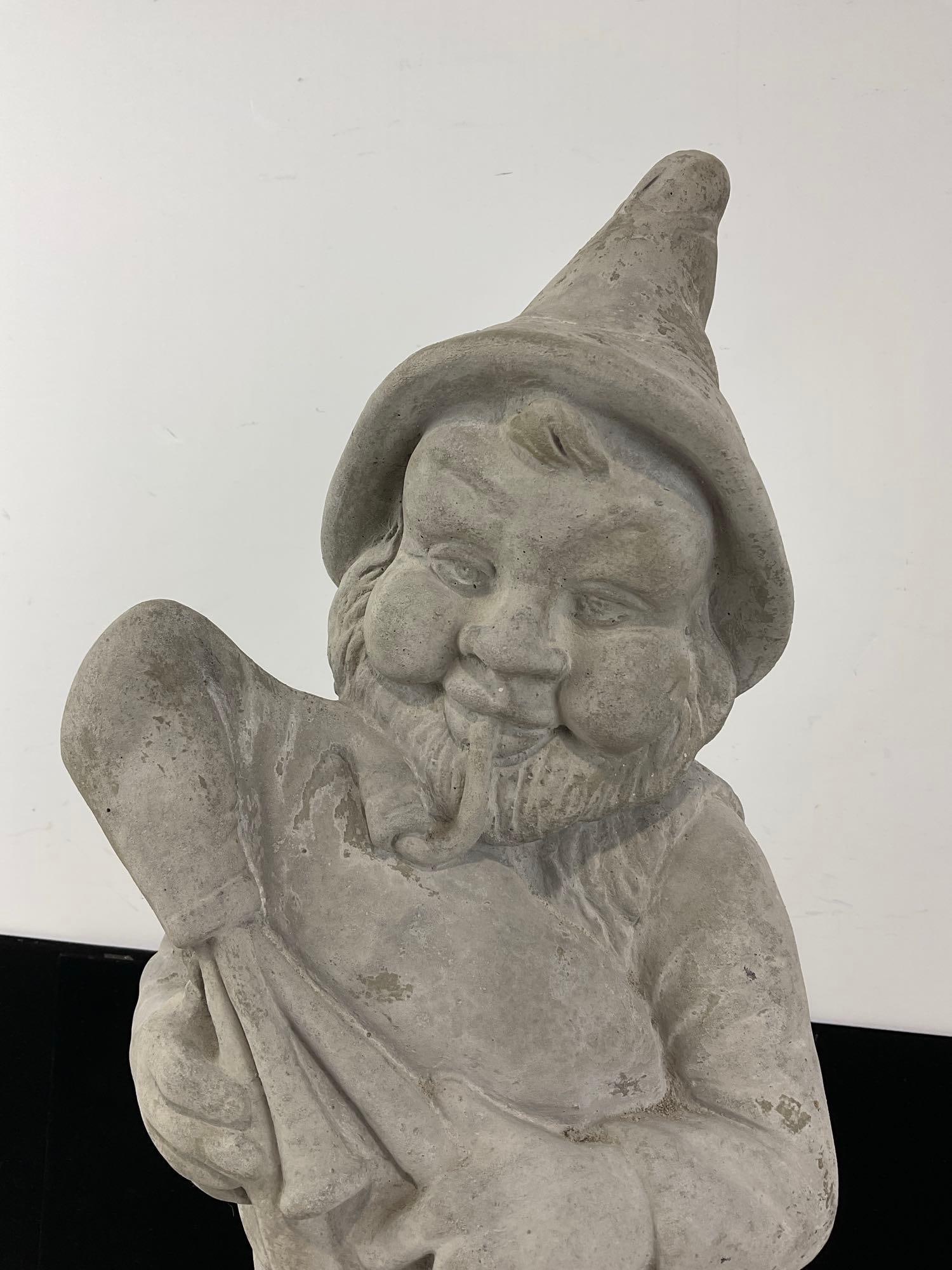 Solid Cast Cement Gnome Figure, Playing Bagpipes, fairly heavy, 22x11x9 inches - 2
