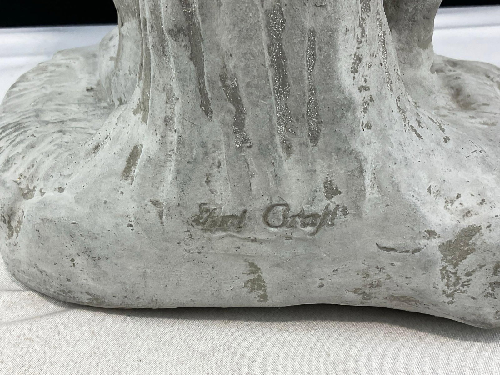 Solid Cast Cement Gnome Figure, Playing Bagpipes, fairly heavy, 22x11x9 inches - 5