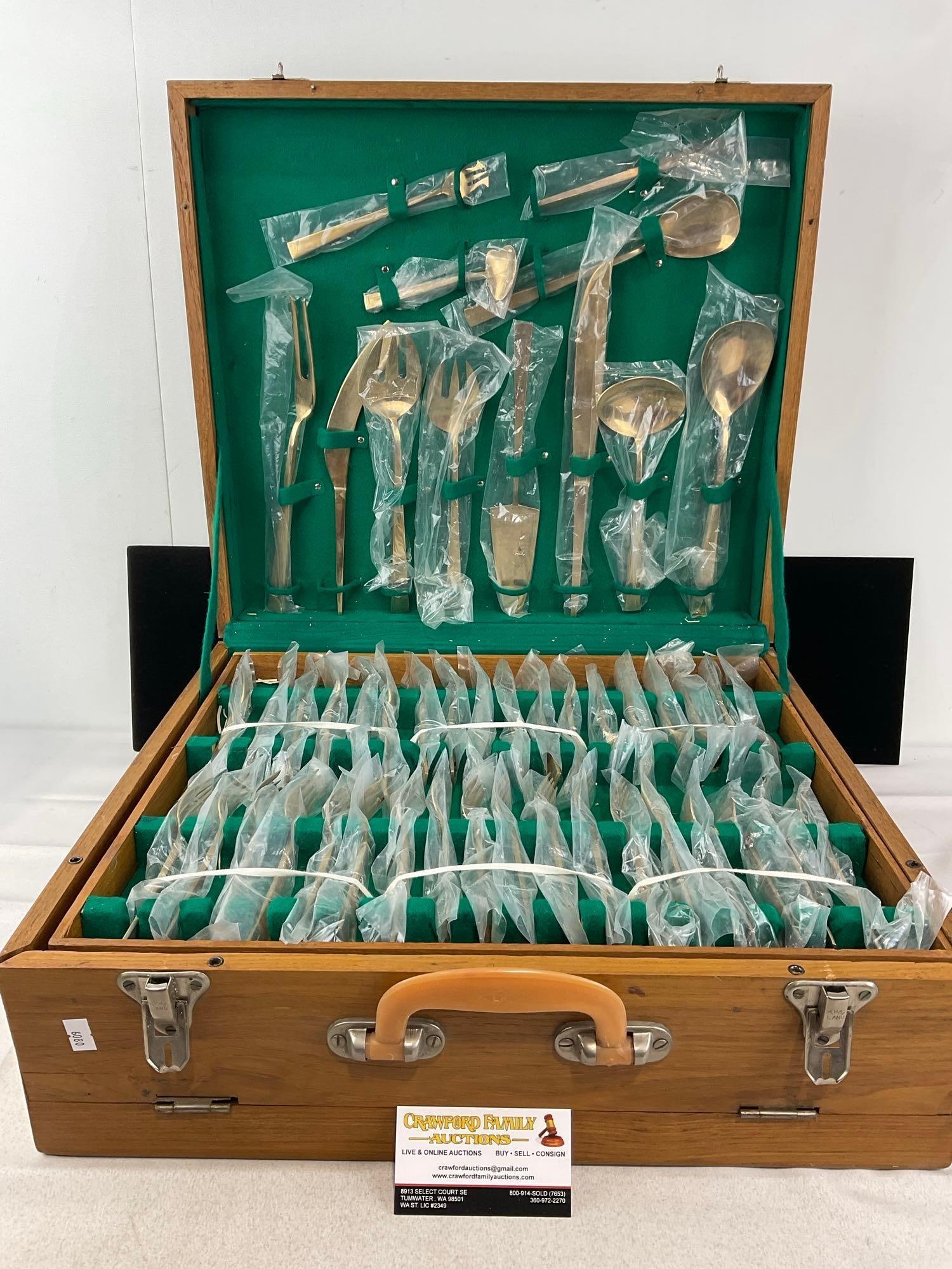 120 piece set of Thai Flatware in case, service for 8, 3 kinds of forks, spoons, knives & more (1 of 6)