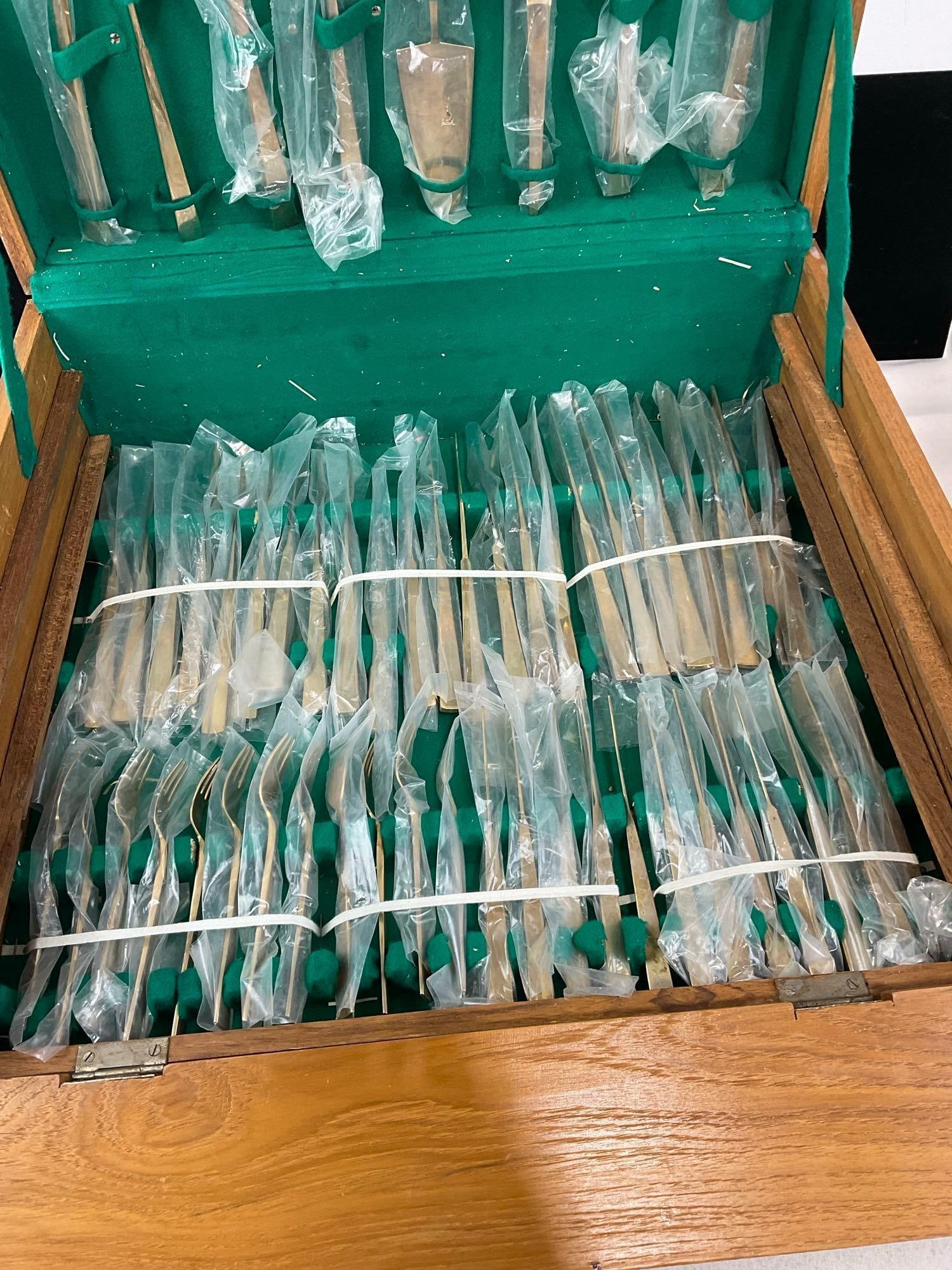 120 piece set of Thai Flatware in case, service for 8, 3 kinds of forks, spoons, knives & more - 6