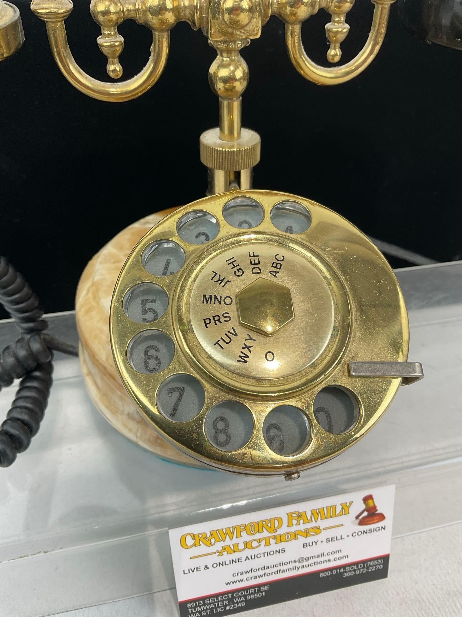 Vintage Rotary Telephone Italian Marble Alabaster Onyx Jim Tirrenia, untested - 2