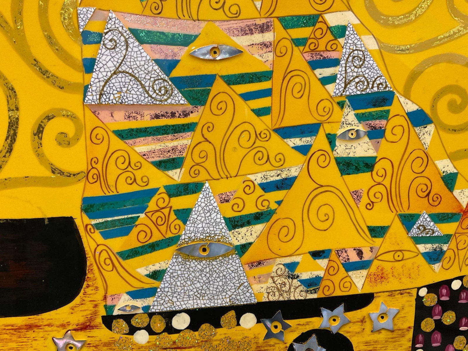 Repro of Expectation by Gustav Klimt, by Hua Phu Nguyen, Lacquer Painting, inlaid MOP, 19x13 inches - 3