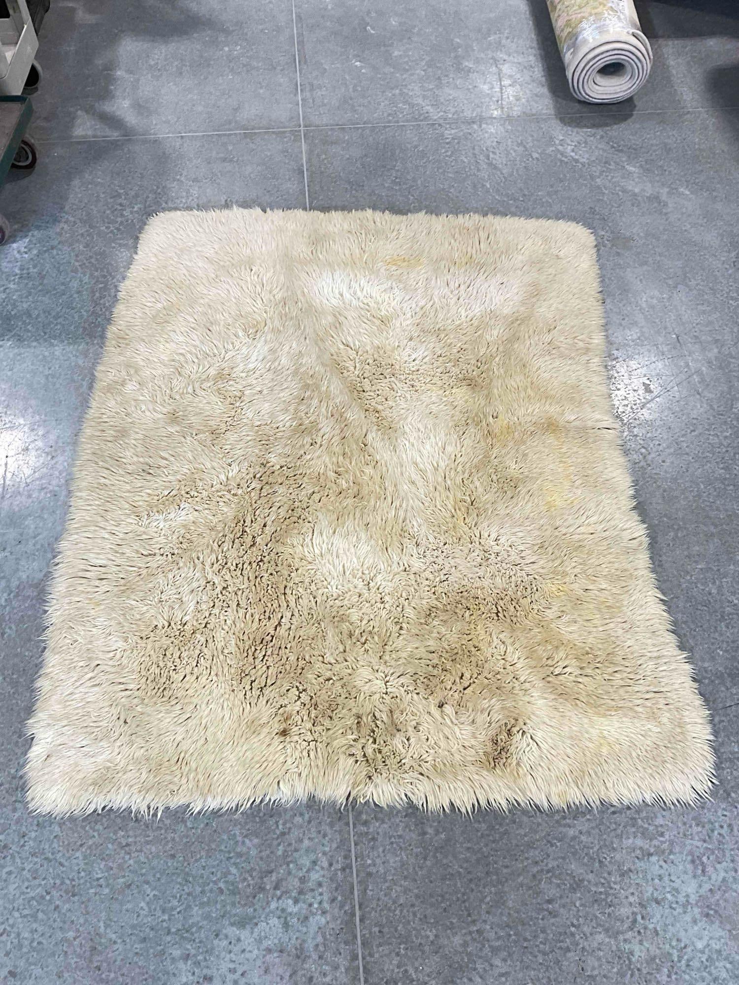 Natural Sheepskin Floor Rug w/ Wool Backing. Fair Condition. Measures 72" x 56" See pics. (1 of 6)