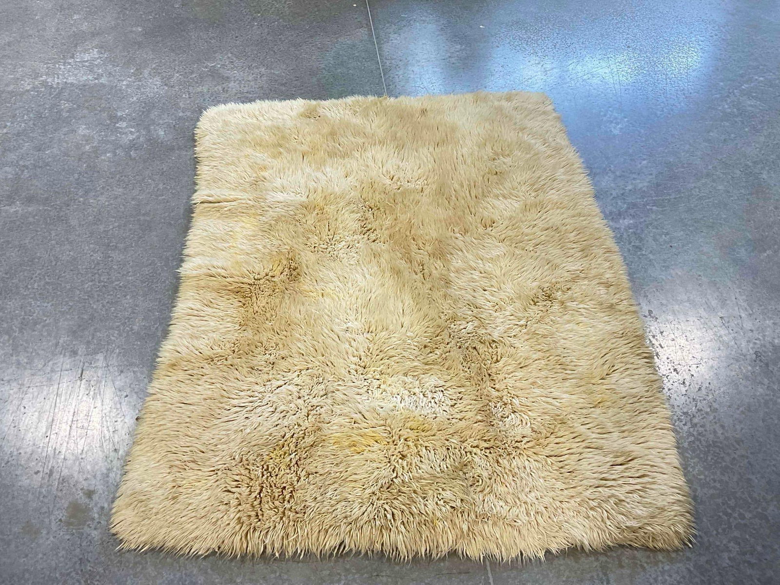 Natural Sheepskin Floor Rug w/ Wool Backing. Fair Condition. Measures 72" x 56" See pics. - 3