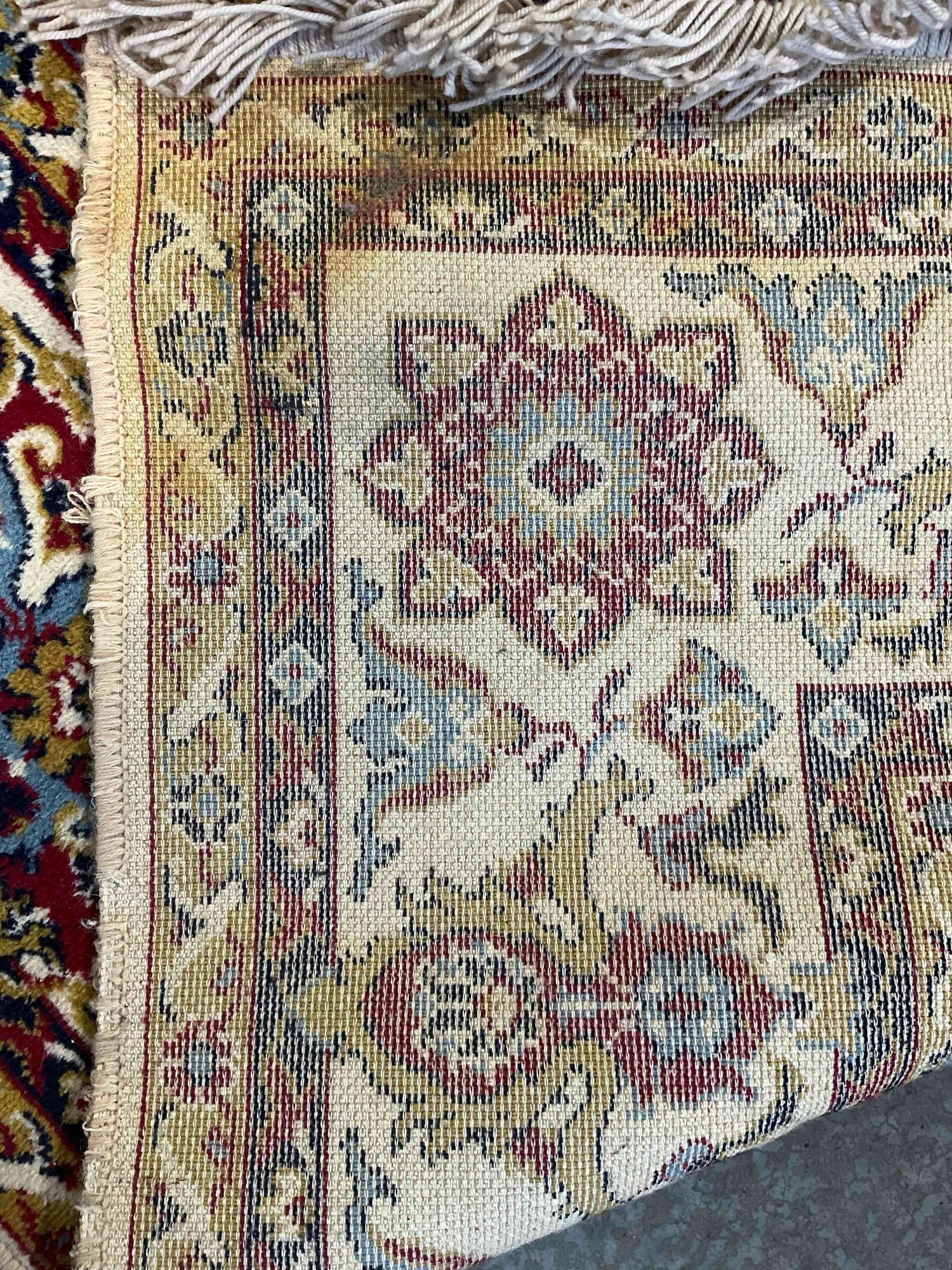 Vintage Persian Style Cream & Red Wool Pile Area Rug. Good Condition. Measures 132" x 95" - 7