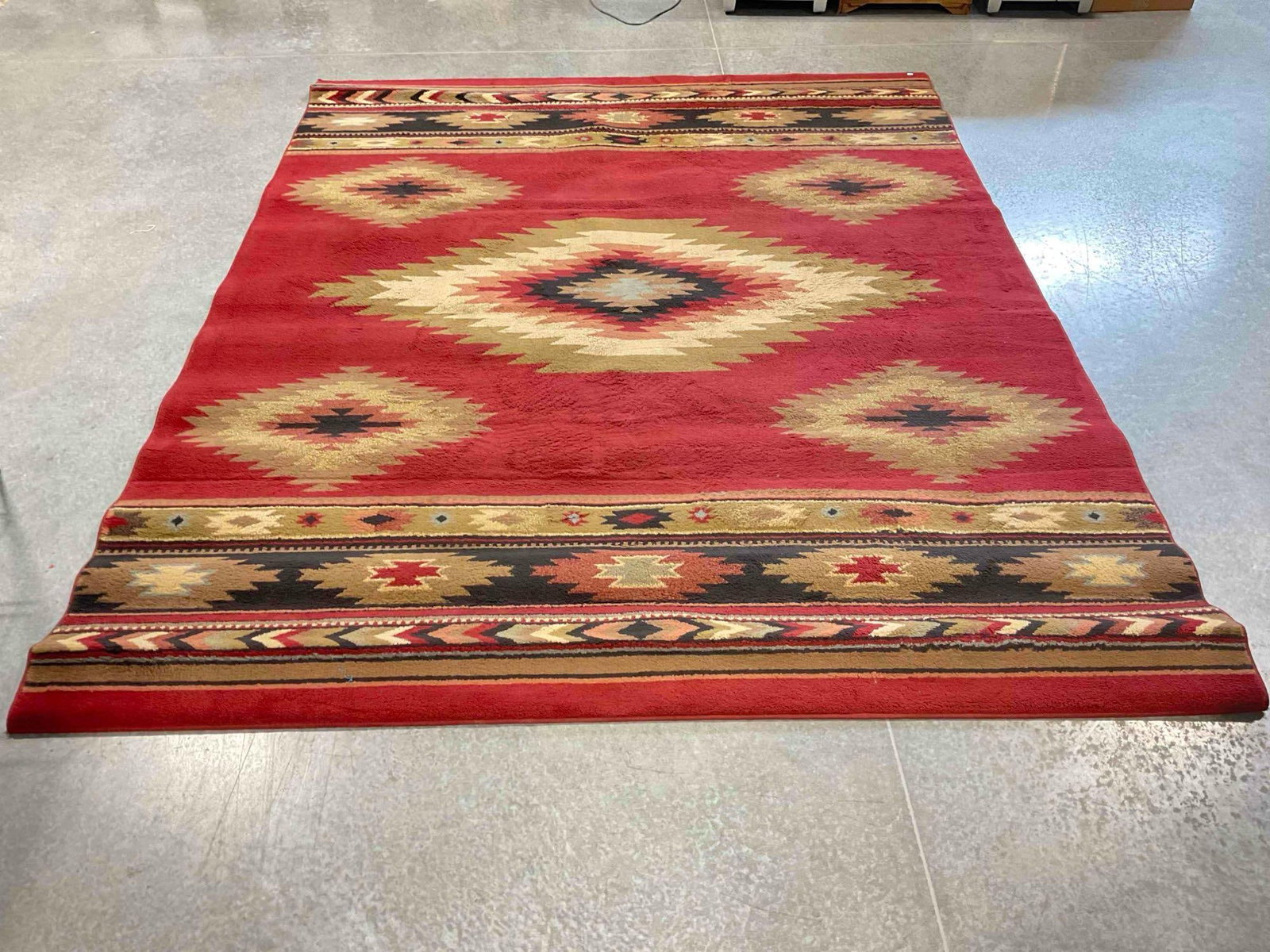 Home Decorators Red & Brown Nylon Pile Area Rug w/ Southwestern Design. Measures 120" x 94" - 2