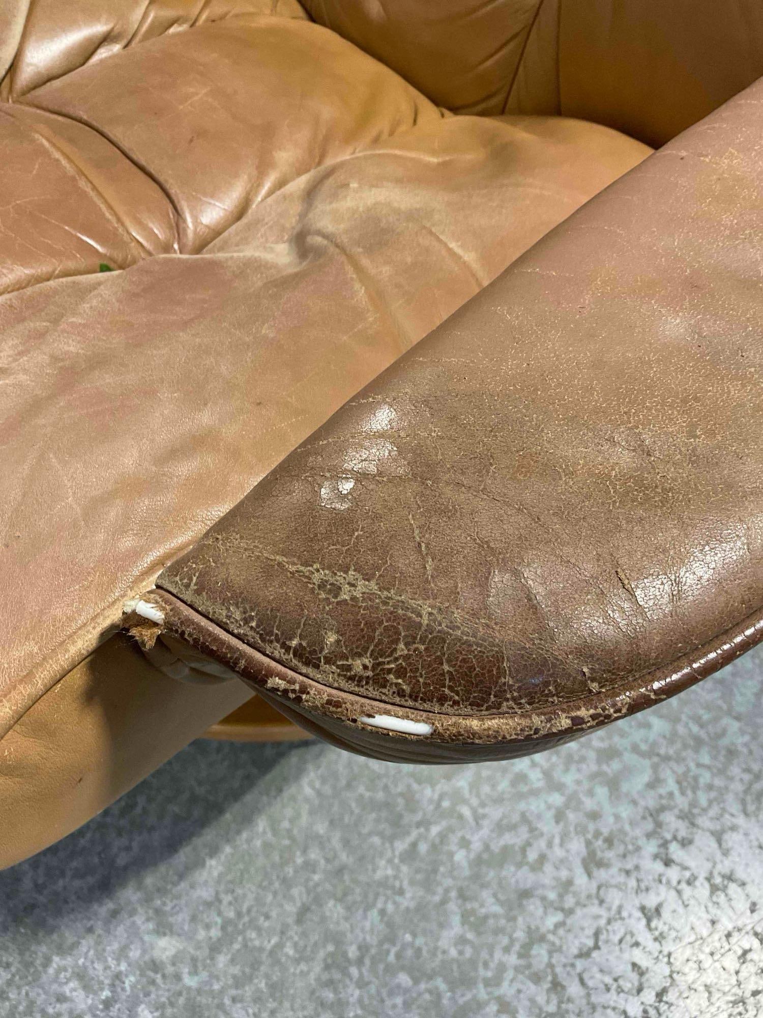 Vintage Latte Brown LeatherRest by Lane Stressless Style Recliner Chair w/ Ottoman. Fair Cond. - 8