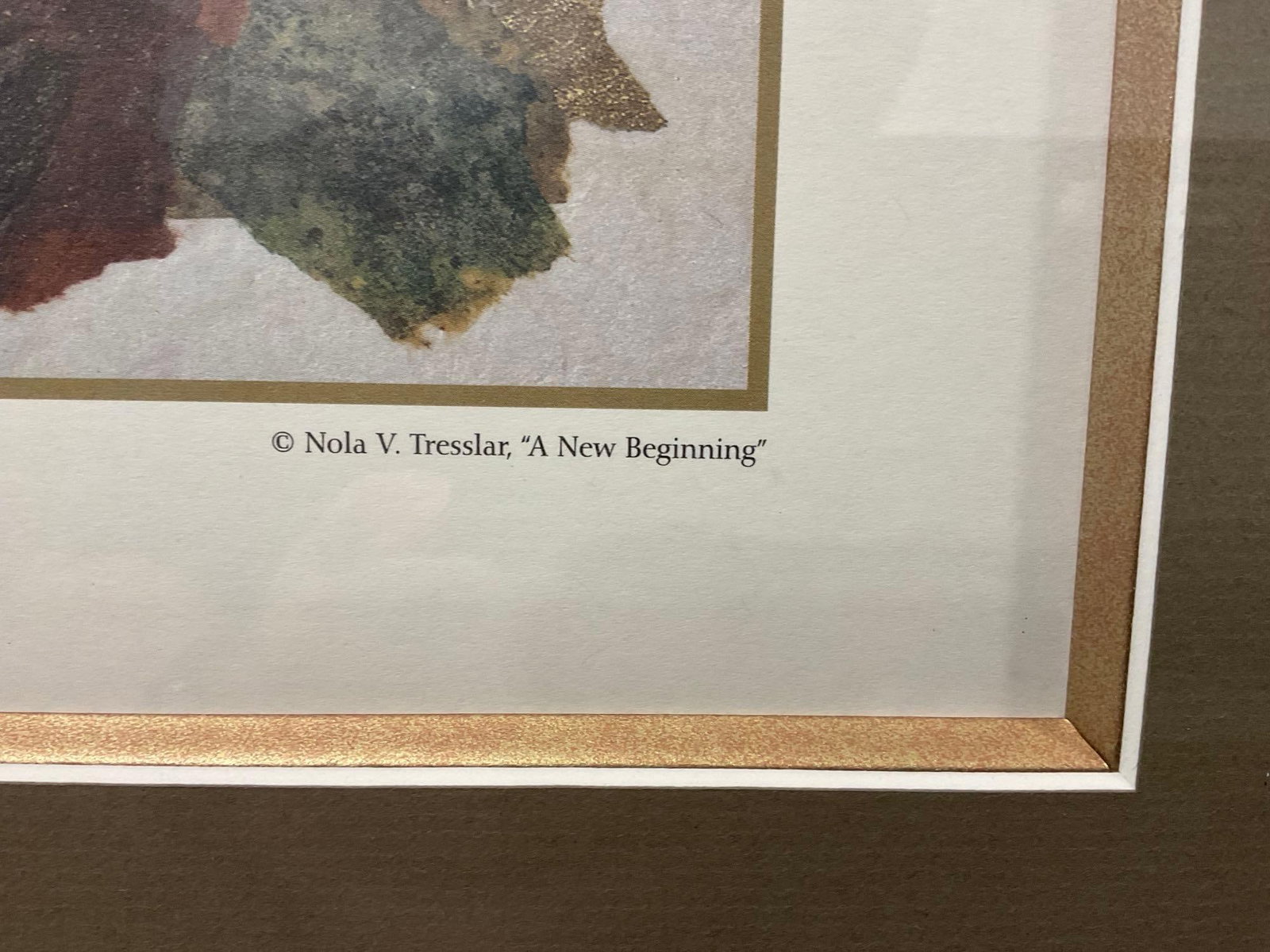 Framed Signed & #d 26/225 Litho titled A New Beginning by Nola V. Tresslar, PNW artist, 23x23 in - 4