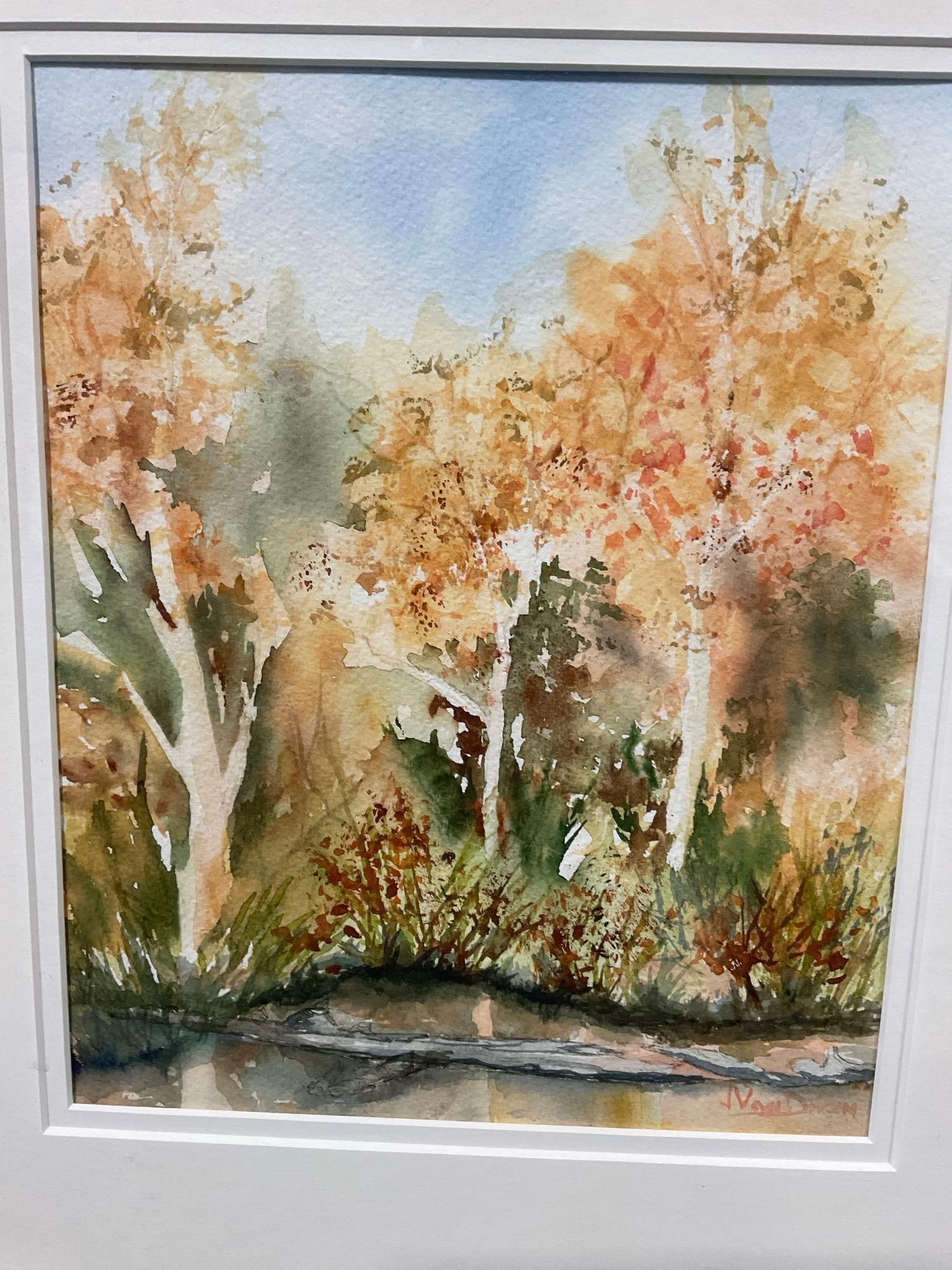 Pair of Watercolor Paintings by V. VanDoren, Titled #486 Autumn Thicket & #487 McLane Creek Area - 2