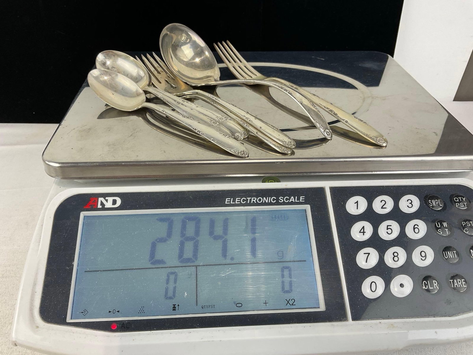 Towle Sterling Silver Flatware, 3 forks, 4 spoons, ladle, butter knife & Cake server, 470.6 gram ... - 7