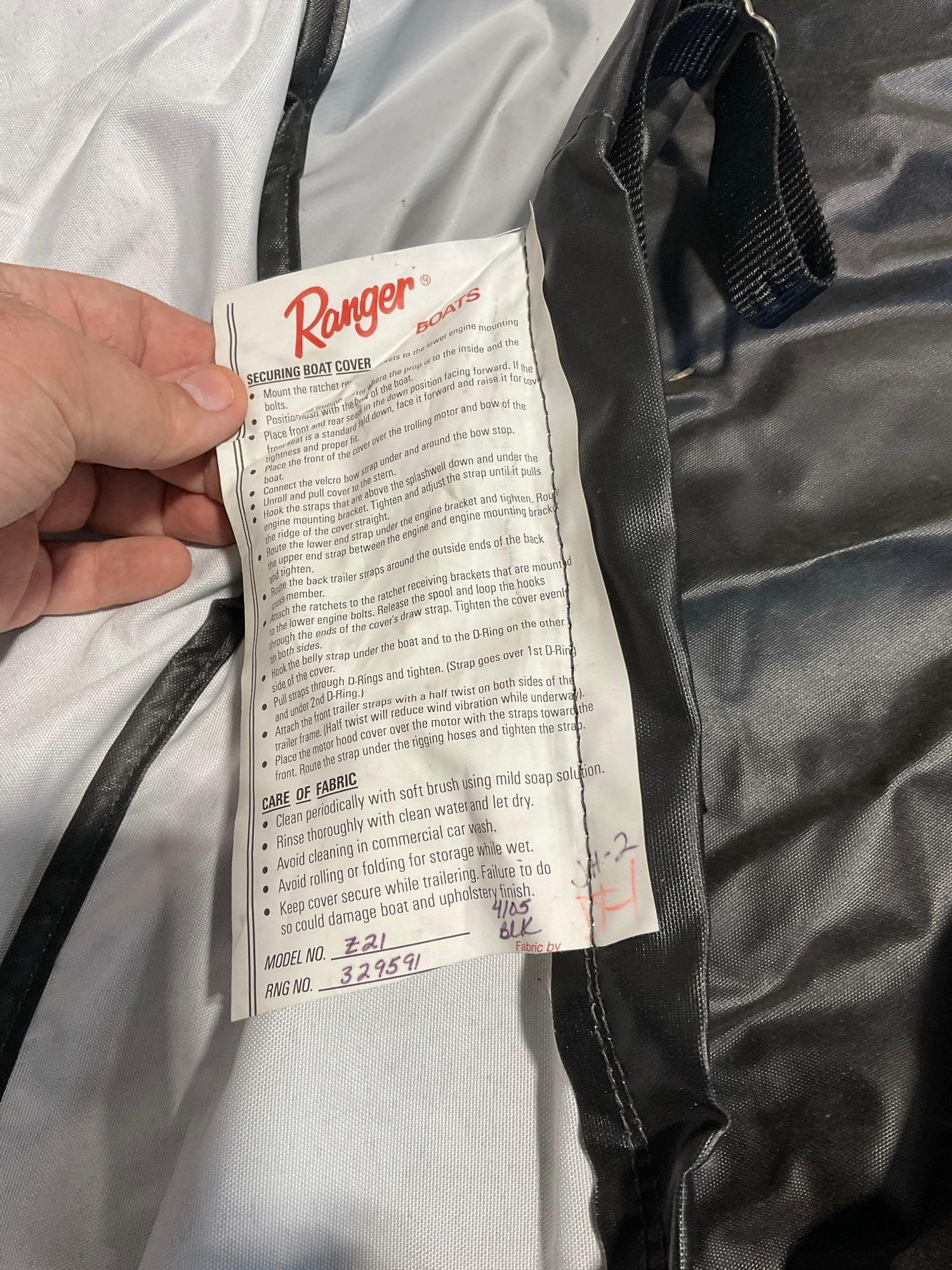 Massive Ranger Boat Cover model Z21 in black, roughly 18 x 8 feet coverage, in carrying bag - 2