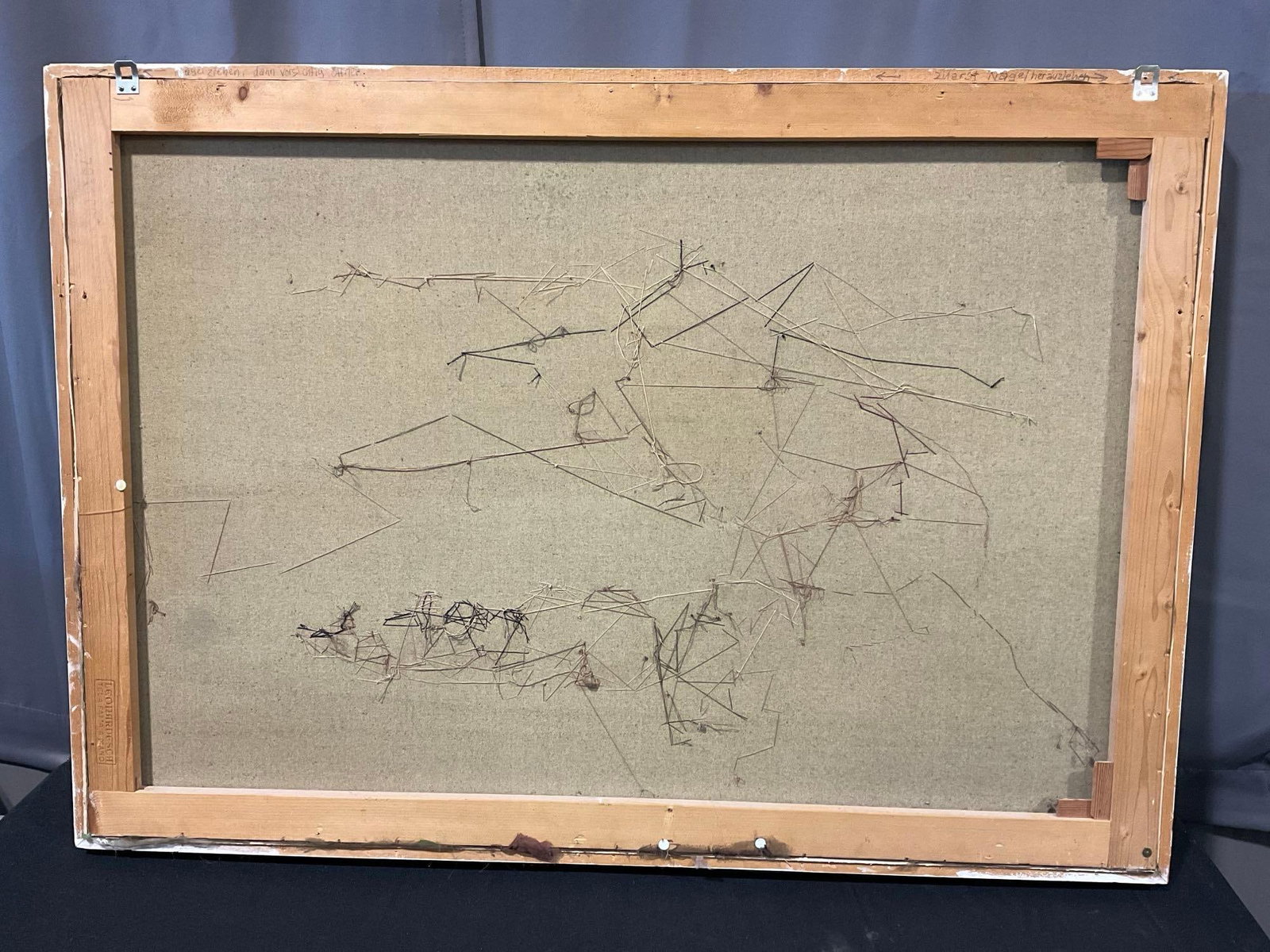 Framed Signed Mixed Media by Sylvia Nestler, Untitled 1982, 30x42 inch, Fabric, Oil on Board, & m... - 6