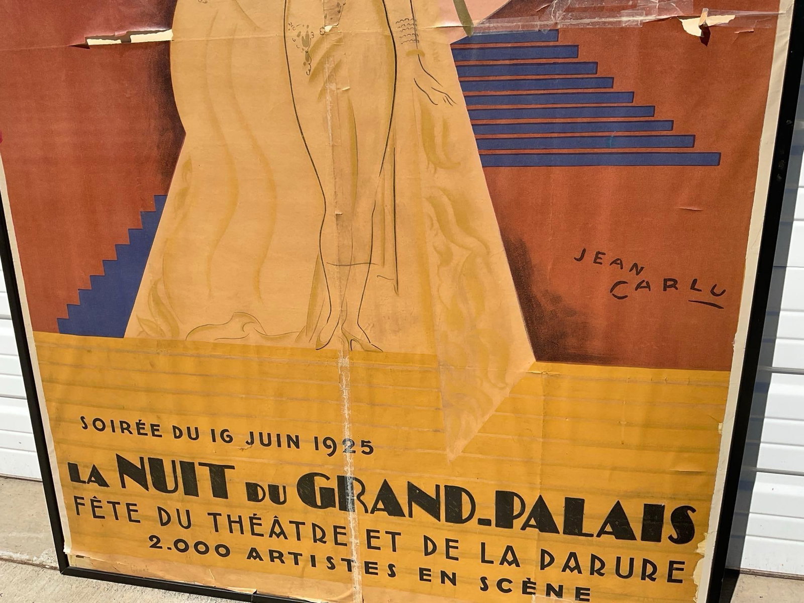 Framed Large Orginal Antique 1925 French Theater Poster, La Nuit du Grand Palais, By Jean Carlu - 6
