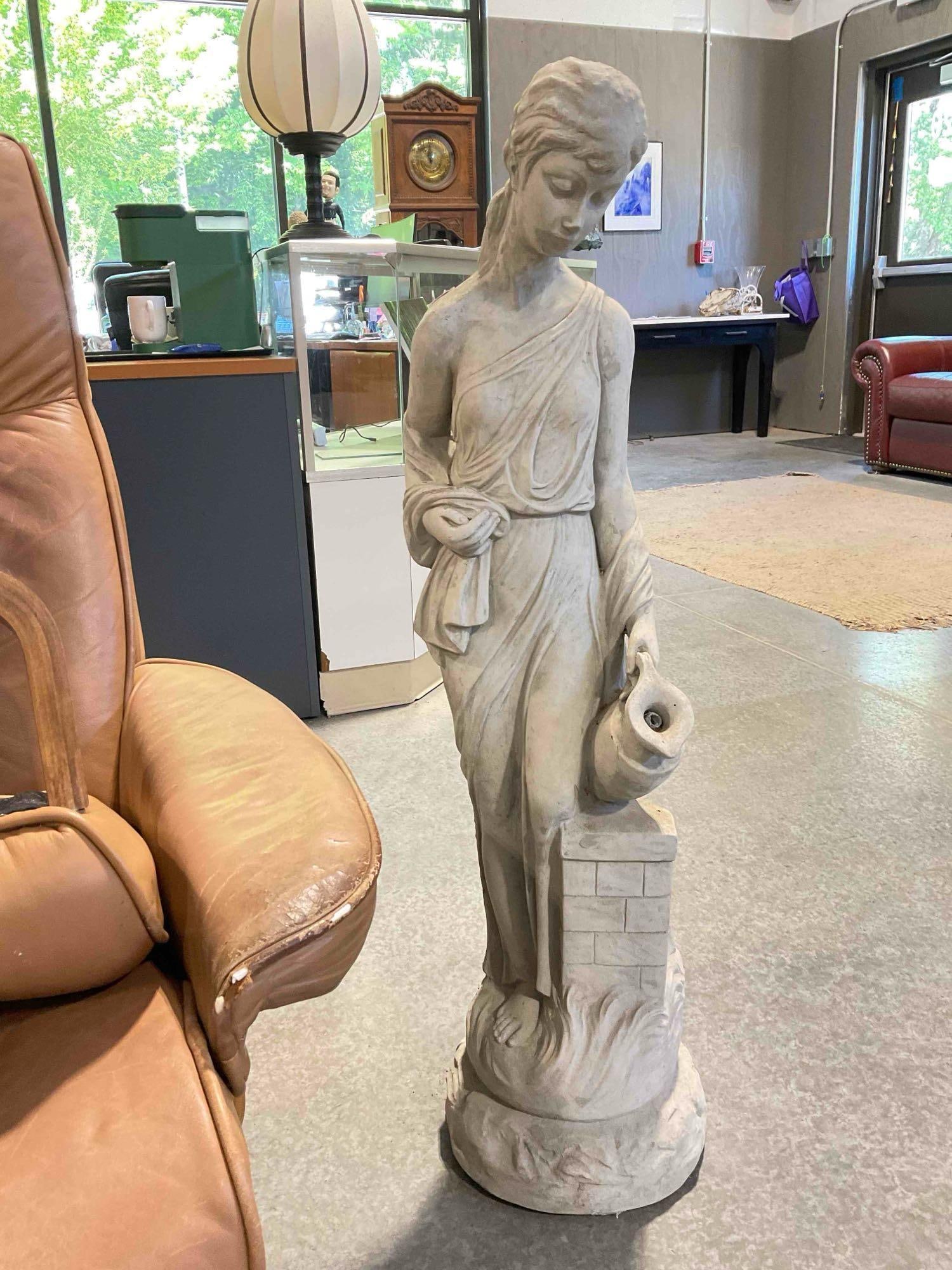 Vintage Southern Standard Decorative Concrete Sculpture of Roman Woman w/ Pitcher. See pics. (1 of 5)