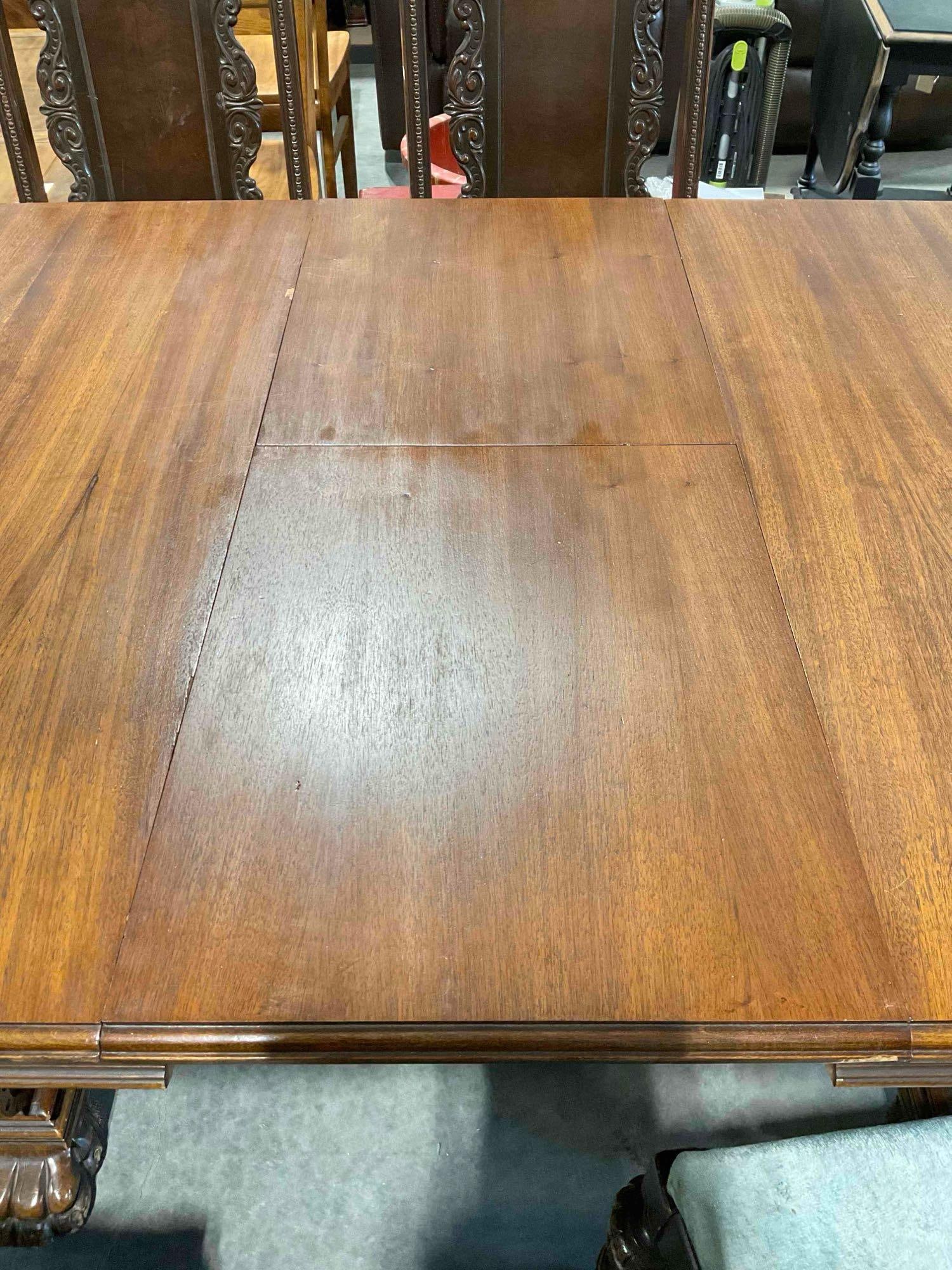 Turn of the Century Renaissance Revival Style Walnut Dining Table w/ Fruit Carving & 6 Chairs. - 7