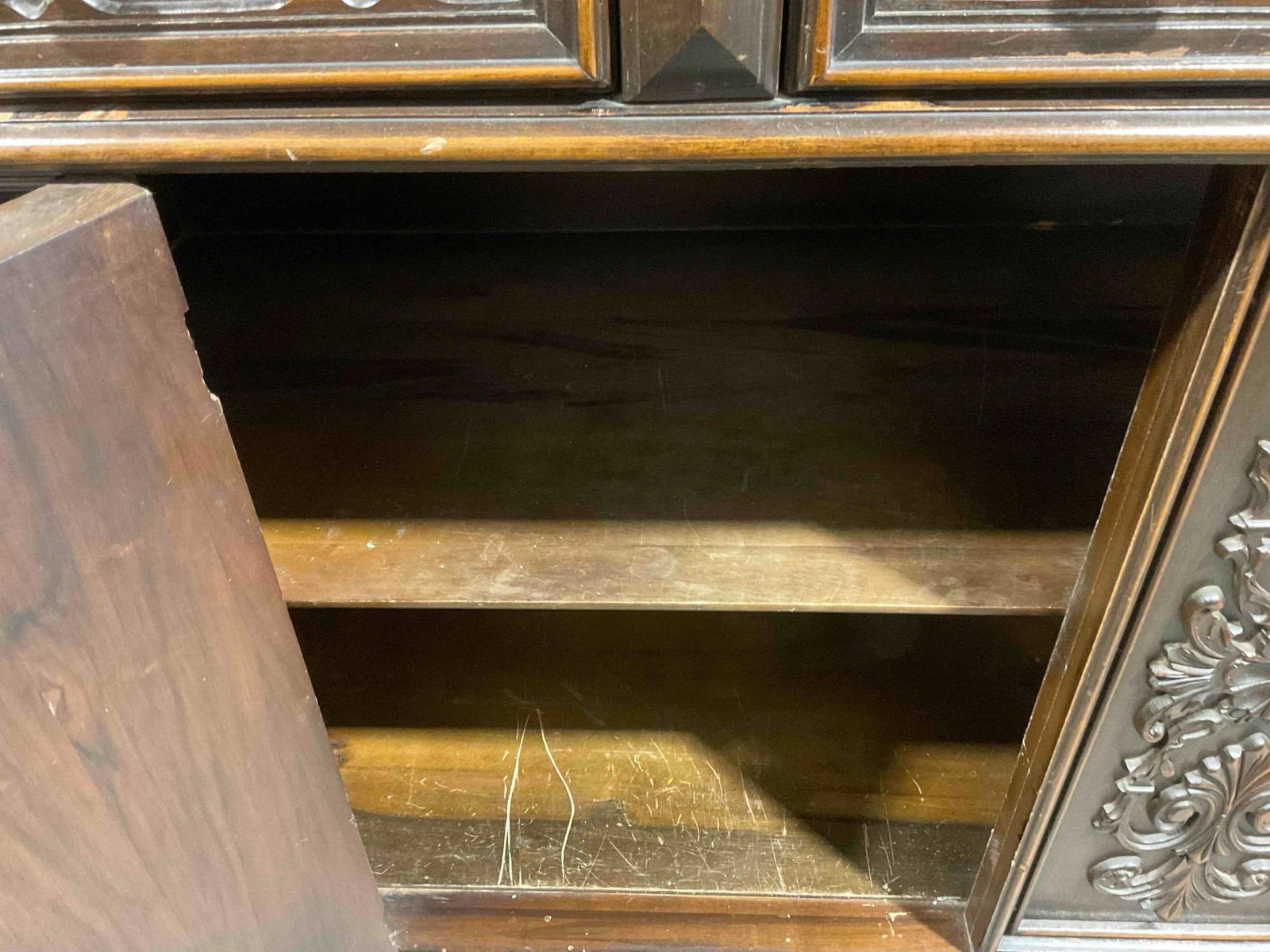 Turn of the Century Renaissance Revival Style Walnut Sideboard w/ Fruit Carvings & Claw Feet. - 8