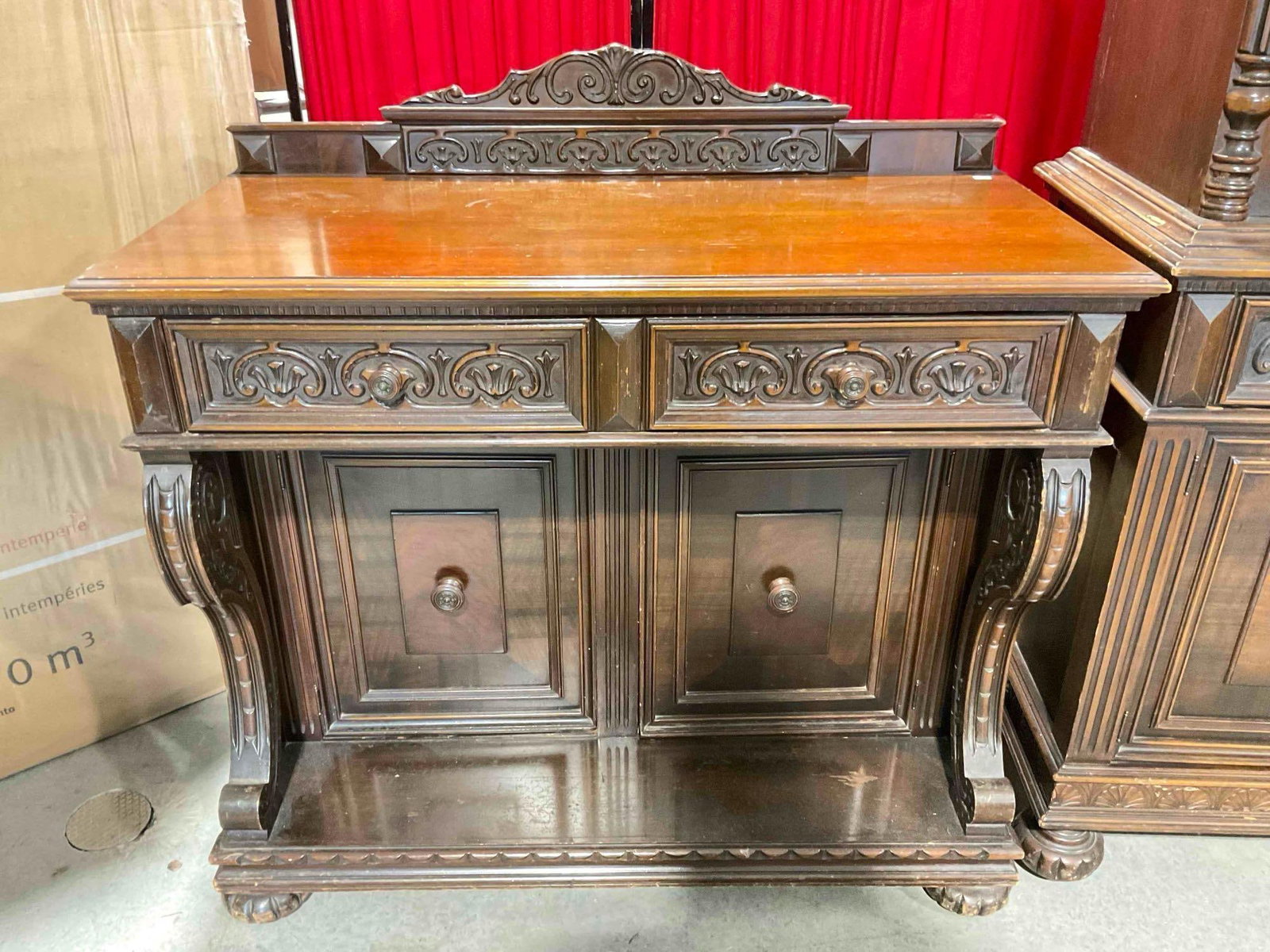 Turn of the Century Renaissance Revival Walnut Carved Buffet w/ Fruit Carvings & Nice Details. (1 of 7)