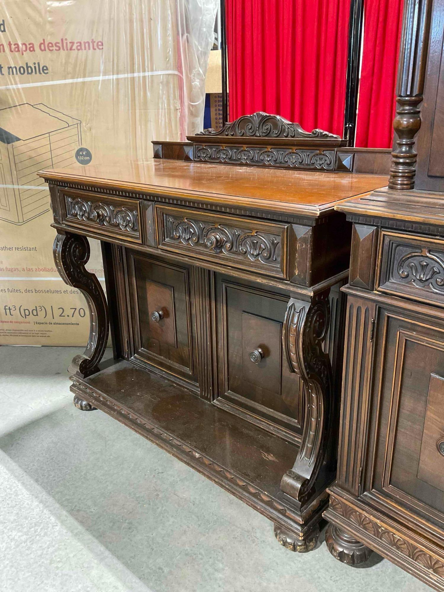 Turn of the Century Renaissance Revival Walnut Carved Buffet w/ Fruit Carvings & Nice Details. - 2