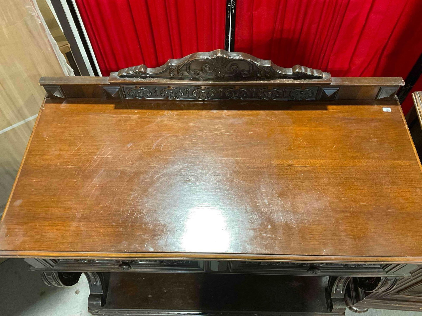 Turn of the Century Renaissance Revival Walnut Carved Buffet w/ Fruit Carvings & Nice Details. - 4