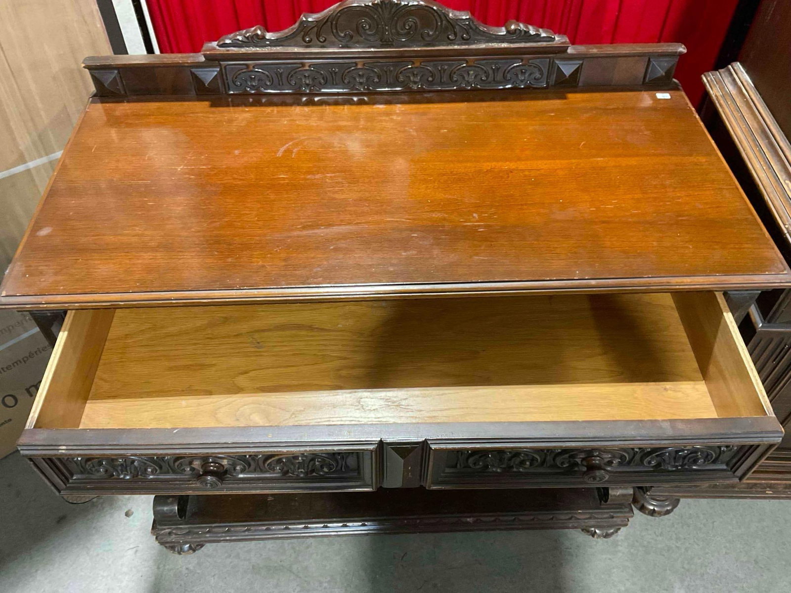 Turn of the Century Renaissance Revival Walnut Carved Buffet w/ Fruit Carvings & Nice Details. - 5