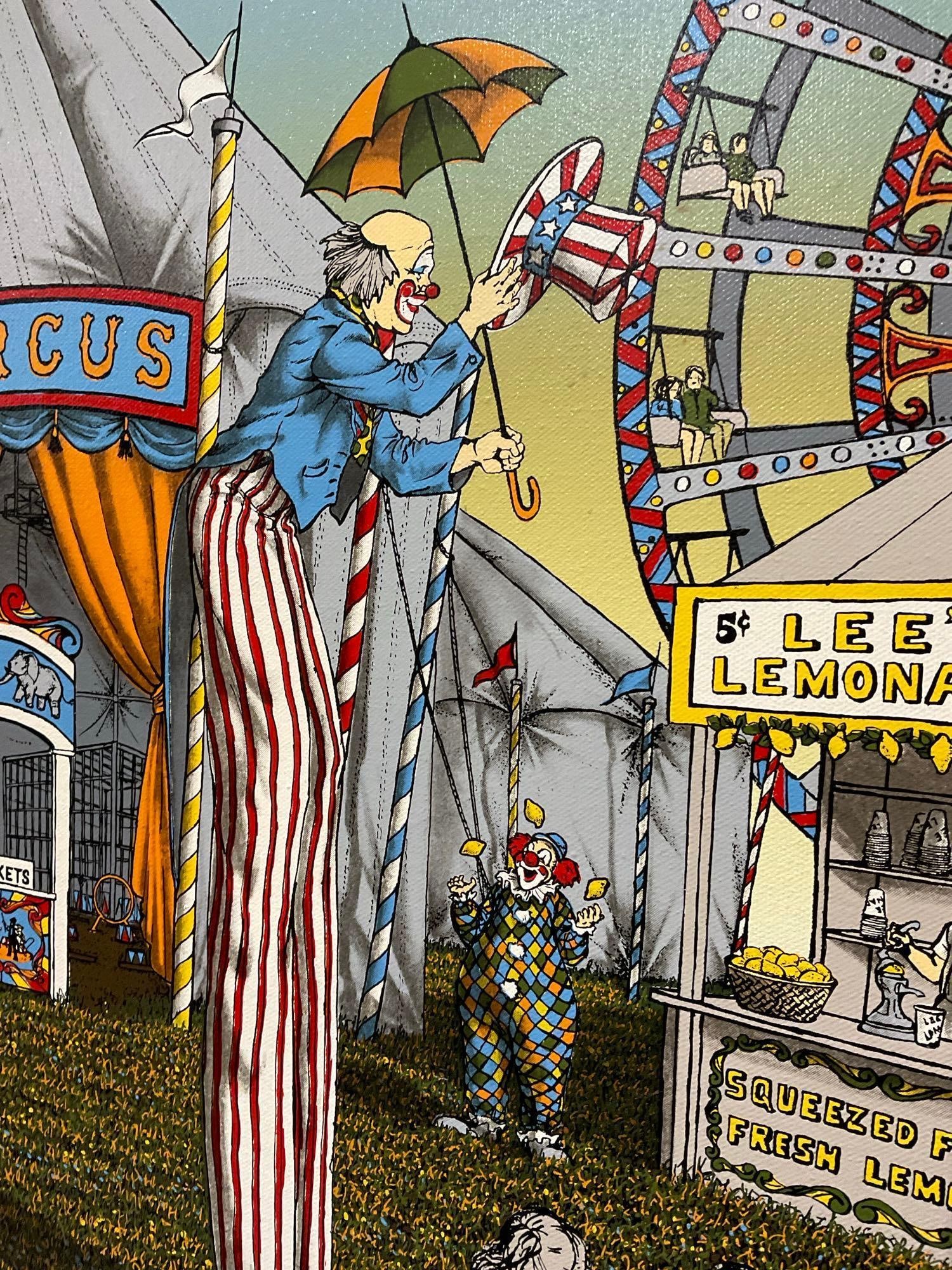 Framed Repro Serigraph on Canvas, The Circus Clown by H. Hargrove, 33x20 inches - 5