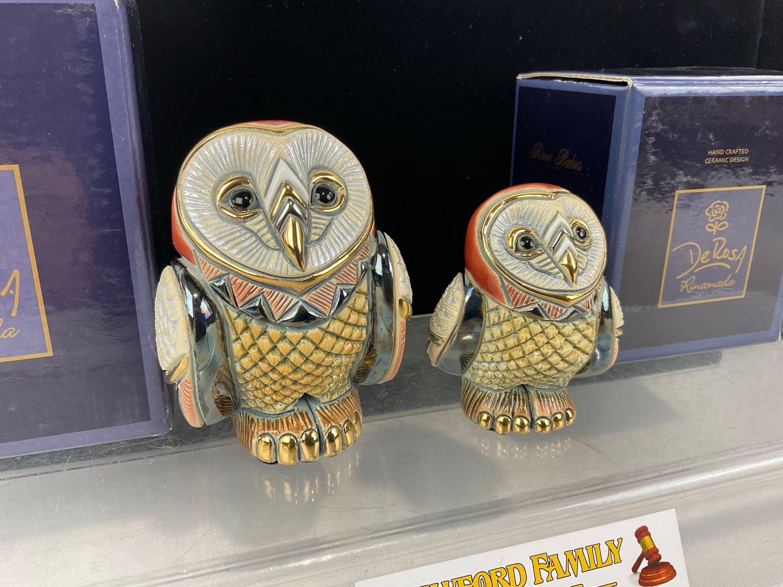 2x De Rosa Figurines in original boxes, #801 Barn Owl & #1745 Baby Barn Owl - 2