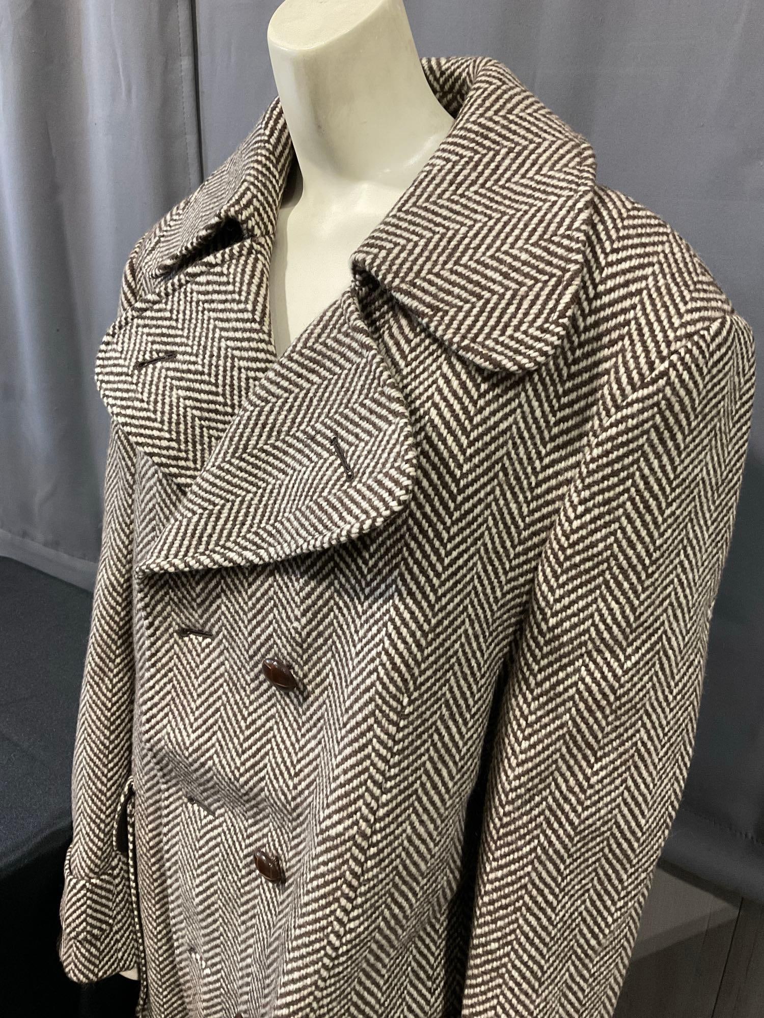 Mens Lodenfrey Herringbone Tweed Wool Coat, 45 inches long, 18.5 inches wide - 2