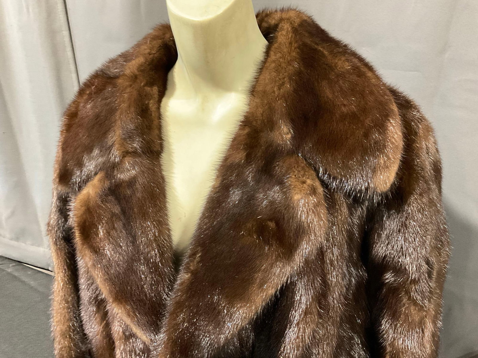 Vintage Dark Brown German Lady Style Mink Fur Coat, 49 inches long, 18 inches wide - 2