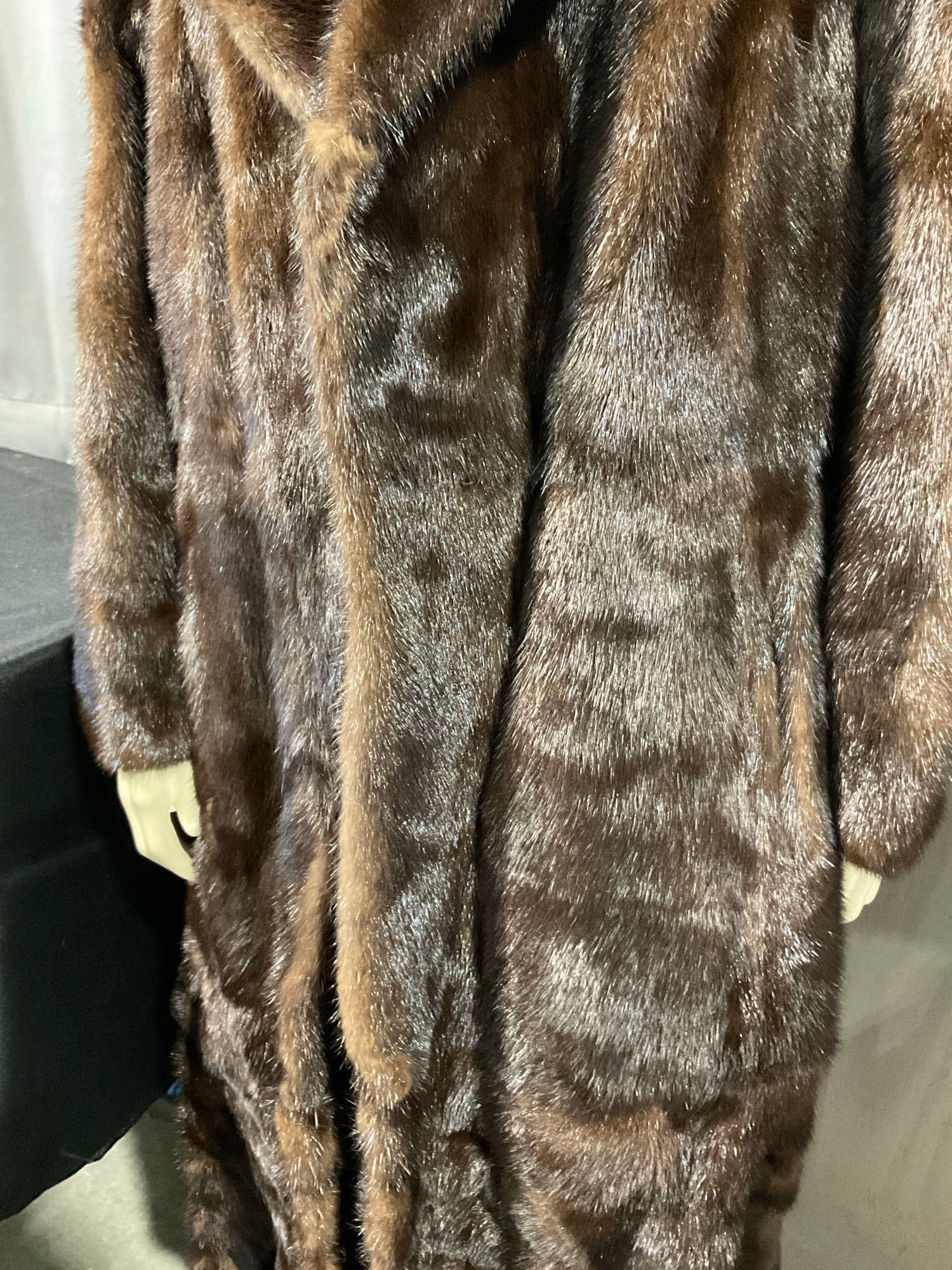 Vintage Dark Brown German Lady Style Mink Fur Coat, 49 inches long, 18 inches wide - 3