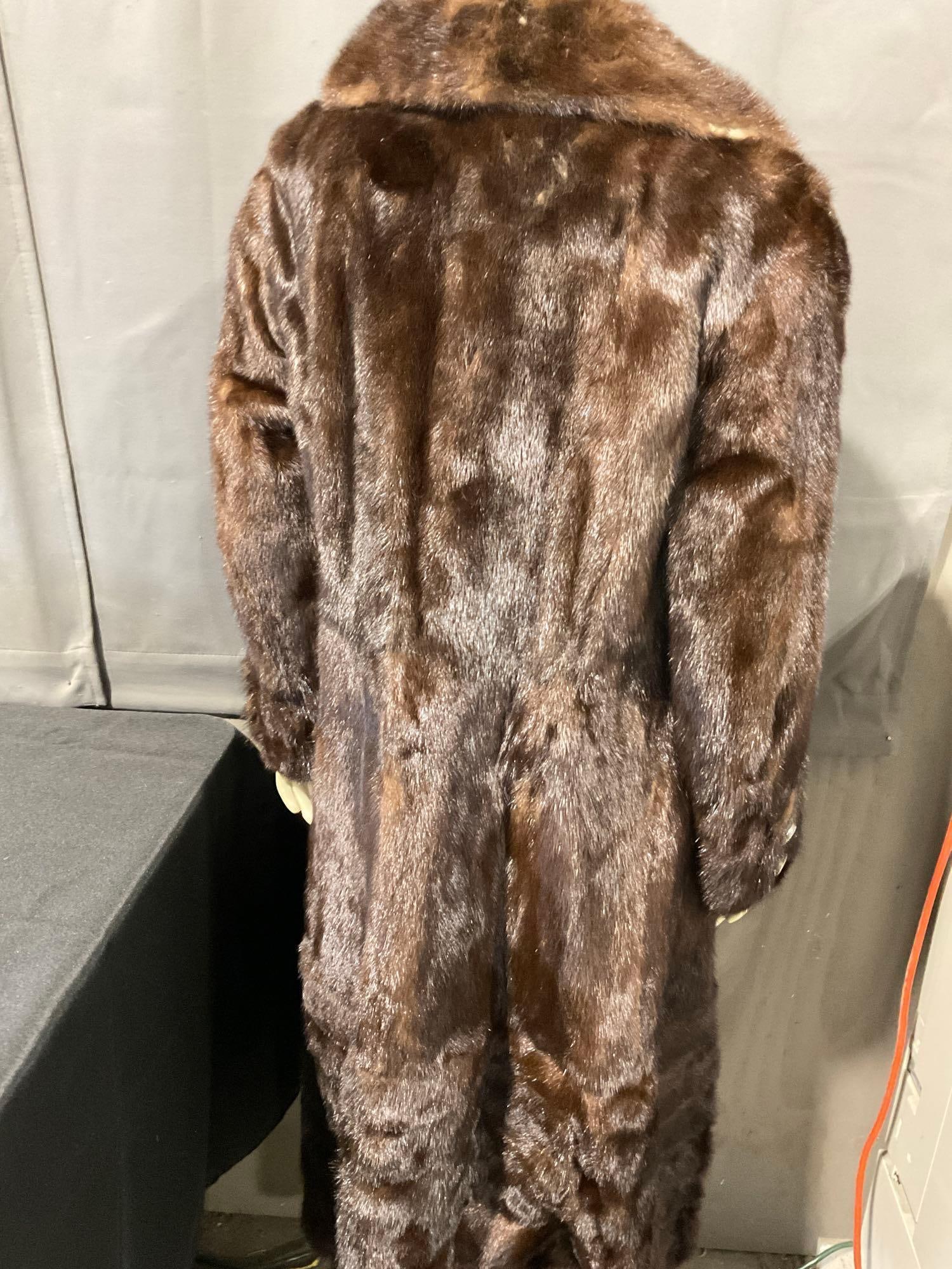 Vintage Dark Brown German Lady Style Mink Fur Coat, 49 inches long, 18 inches wide - 4