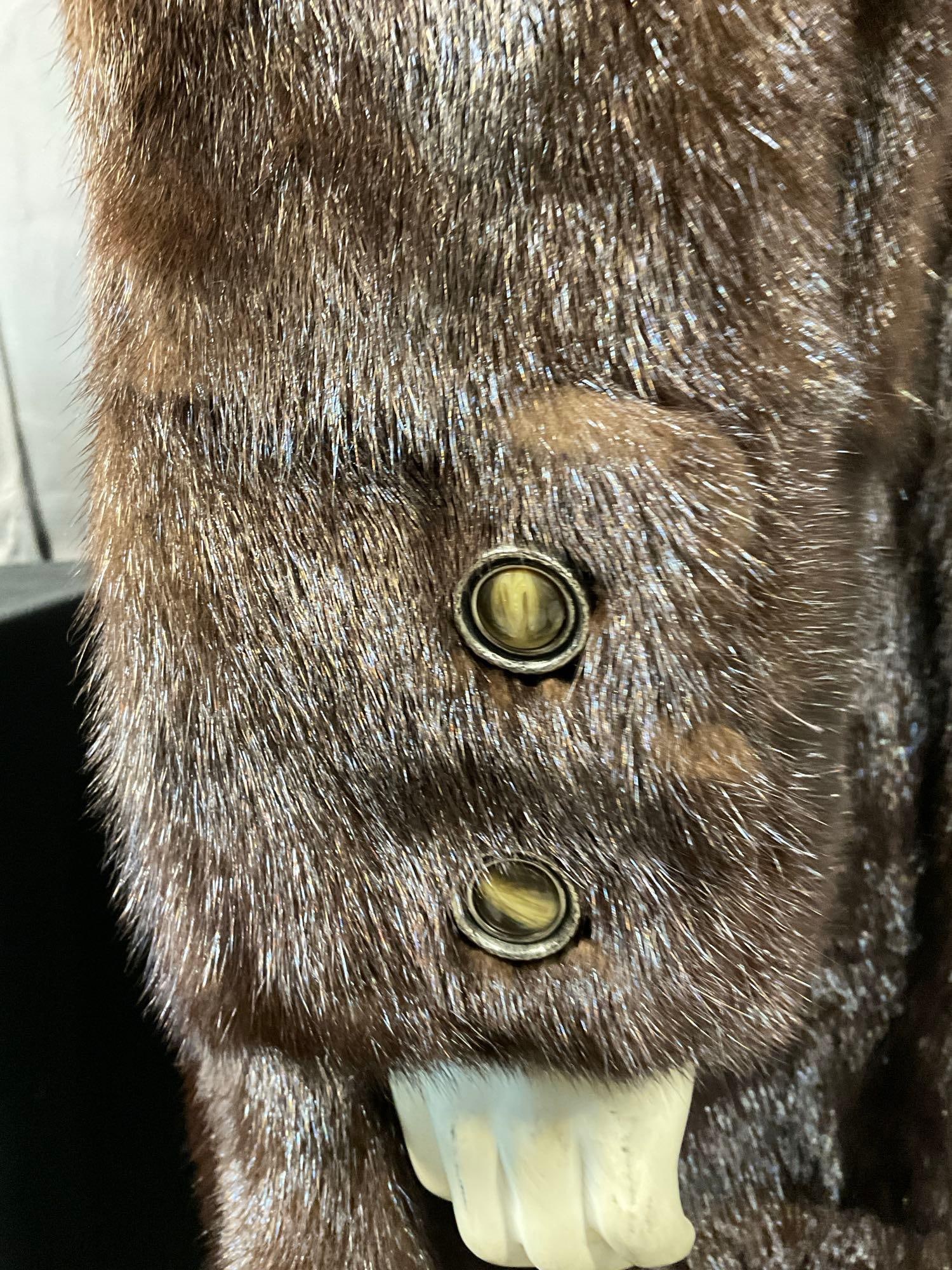 Vintage Dark Brown German Lady Style Mink Fur Coat, 49 inches long, 18 inches wide - 6