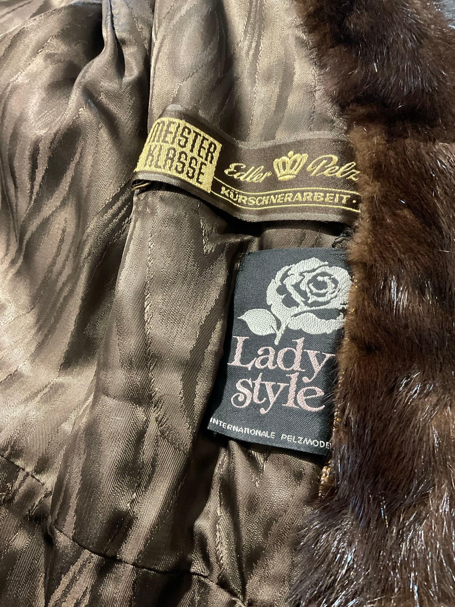 Vintage Dark Brown German Lady Style Mink Fur Coat, 49 inches long, 18 inches wide - 8
