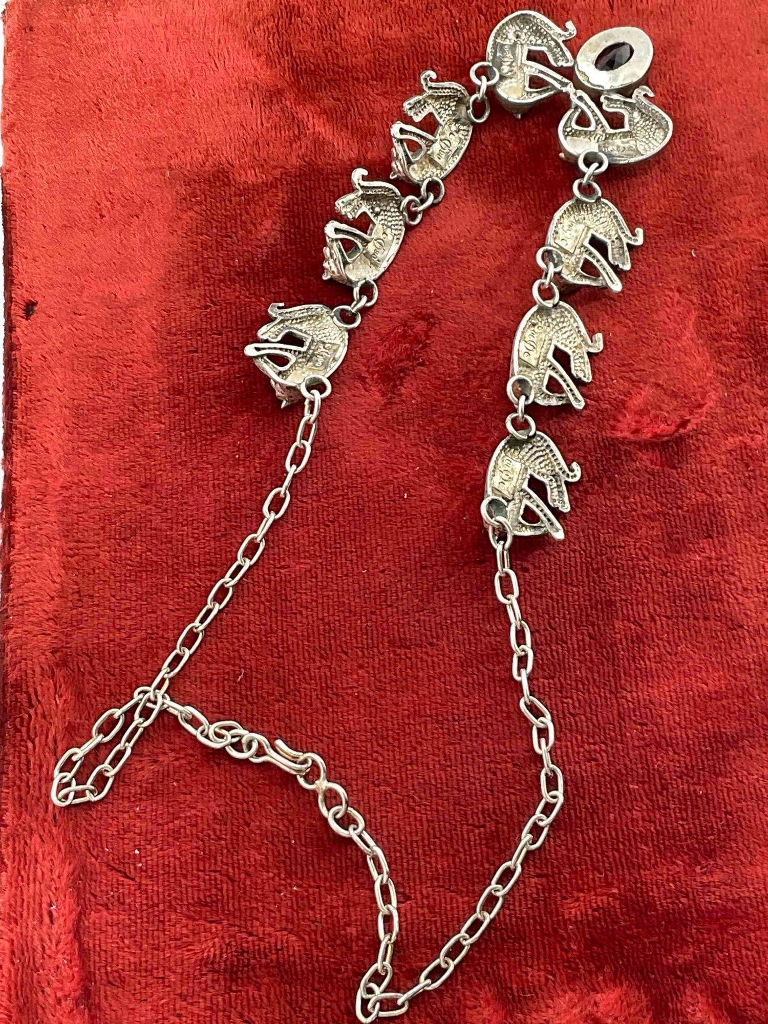 Vintage Carol Felley Sterling Silver Necklace w/ Leopards Design & Amethyst Toned Setting. - 4
