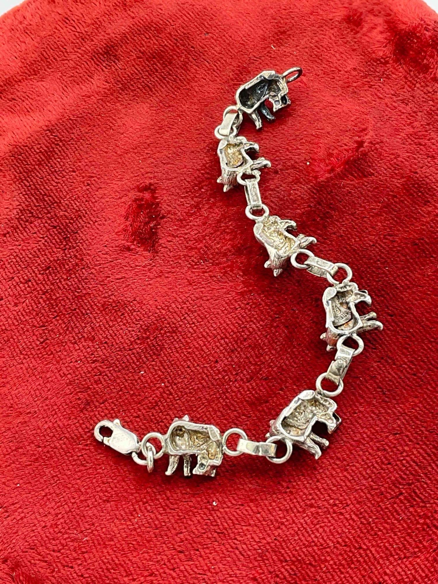 Vintage Carol Felley Sterling Silver Bracelet w/ Wolf Design. Measures 6.5" See pics. - 3