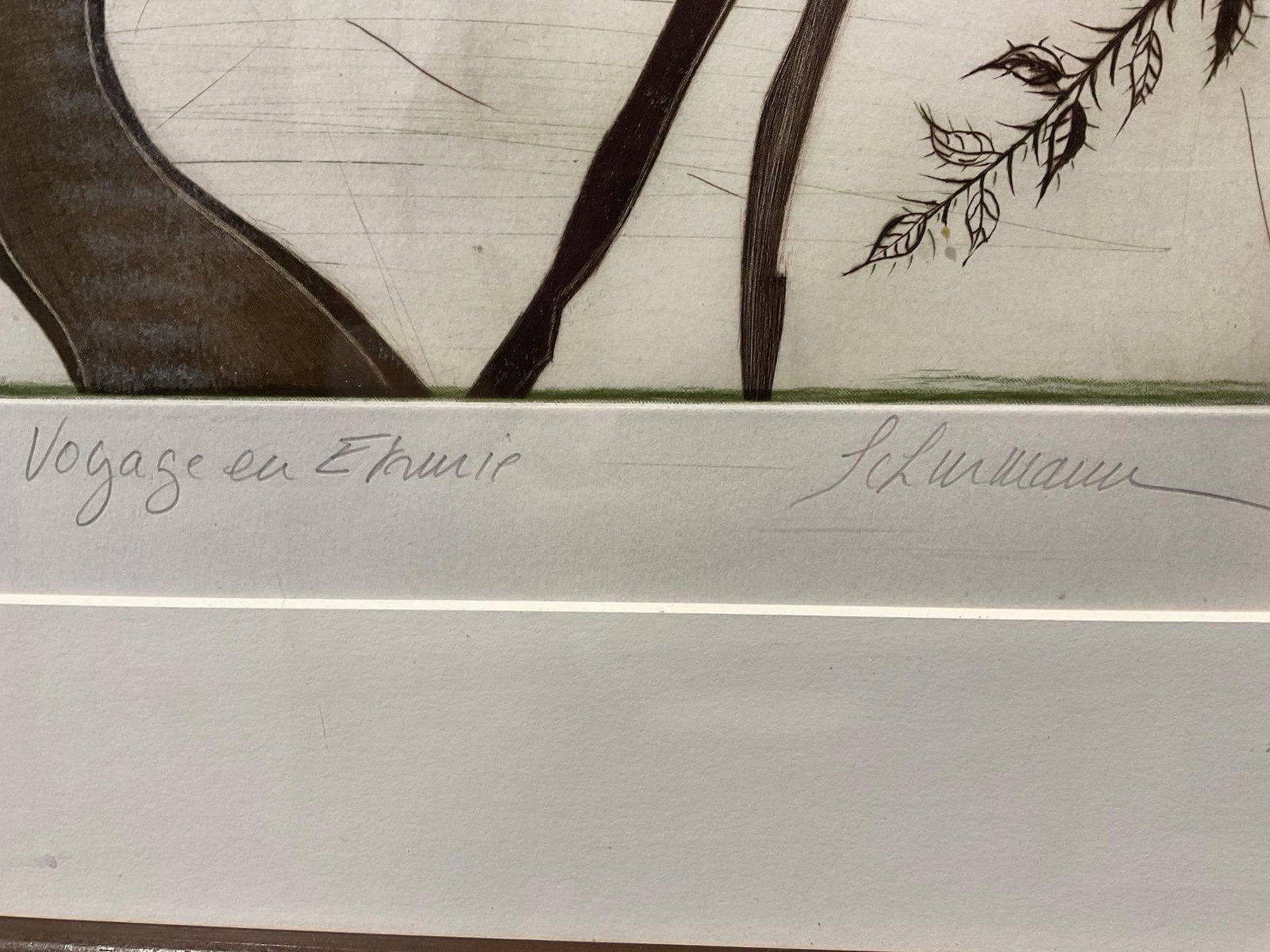 Framed Lithograph, Signed & #d 58/99, titled Voyage eu Etrurie by Schumann, 29x25, Antelope drawing - 5